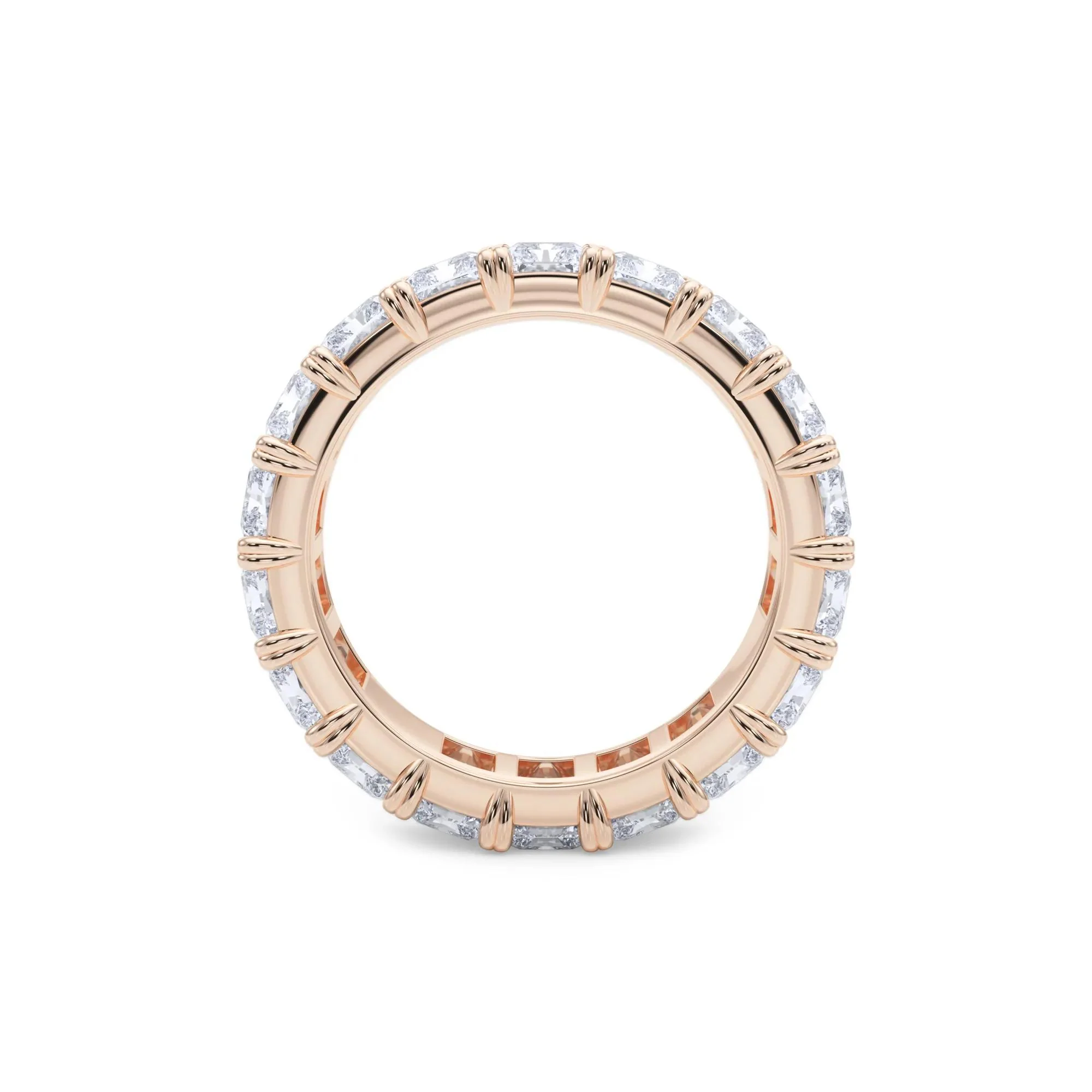 7 CT. Tw. Lab Grown Diamond Radiant-Cut Eternity Band Ring 14K Rose Gold Size 4 - Image 2
