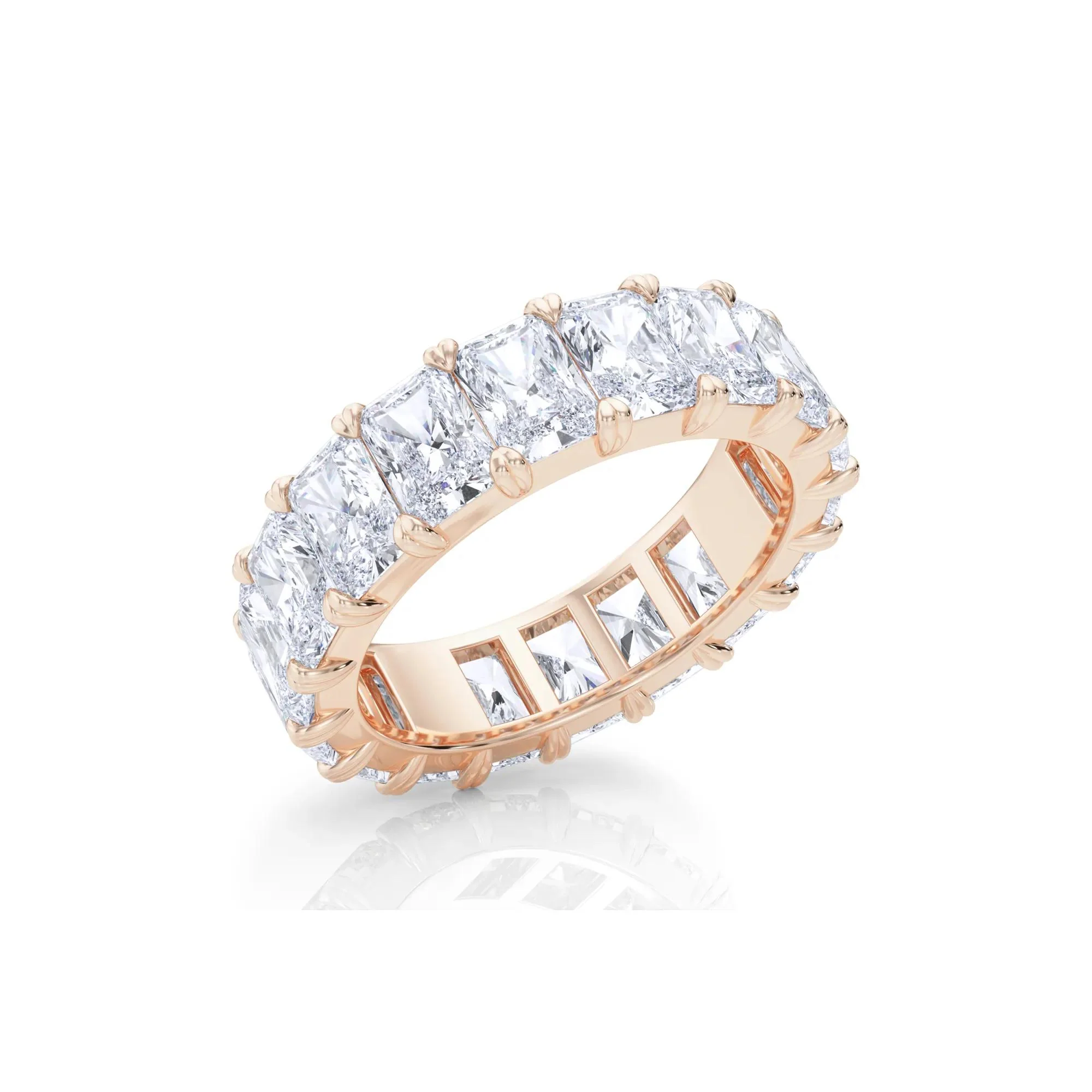 7 CT. Tw. Lab Grown Diamond Radiant-Cut Eternity Band Ring 14K Rose Gold Size 5.5 - Image 4