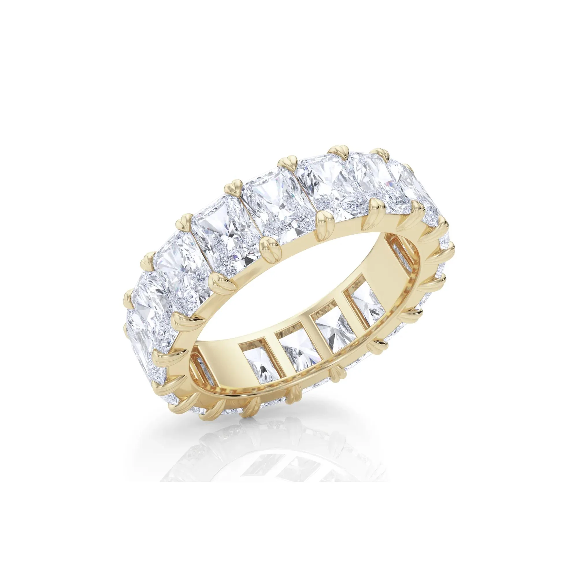 7 CT. Tw. Lab Grown Diamond Radiant-Cut Eternity Band Ring 14K Yellow Gold Size 4.5 - Image 4