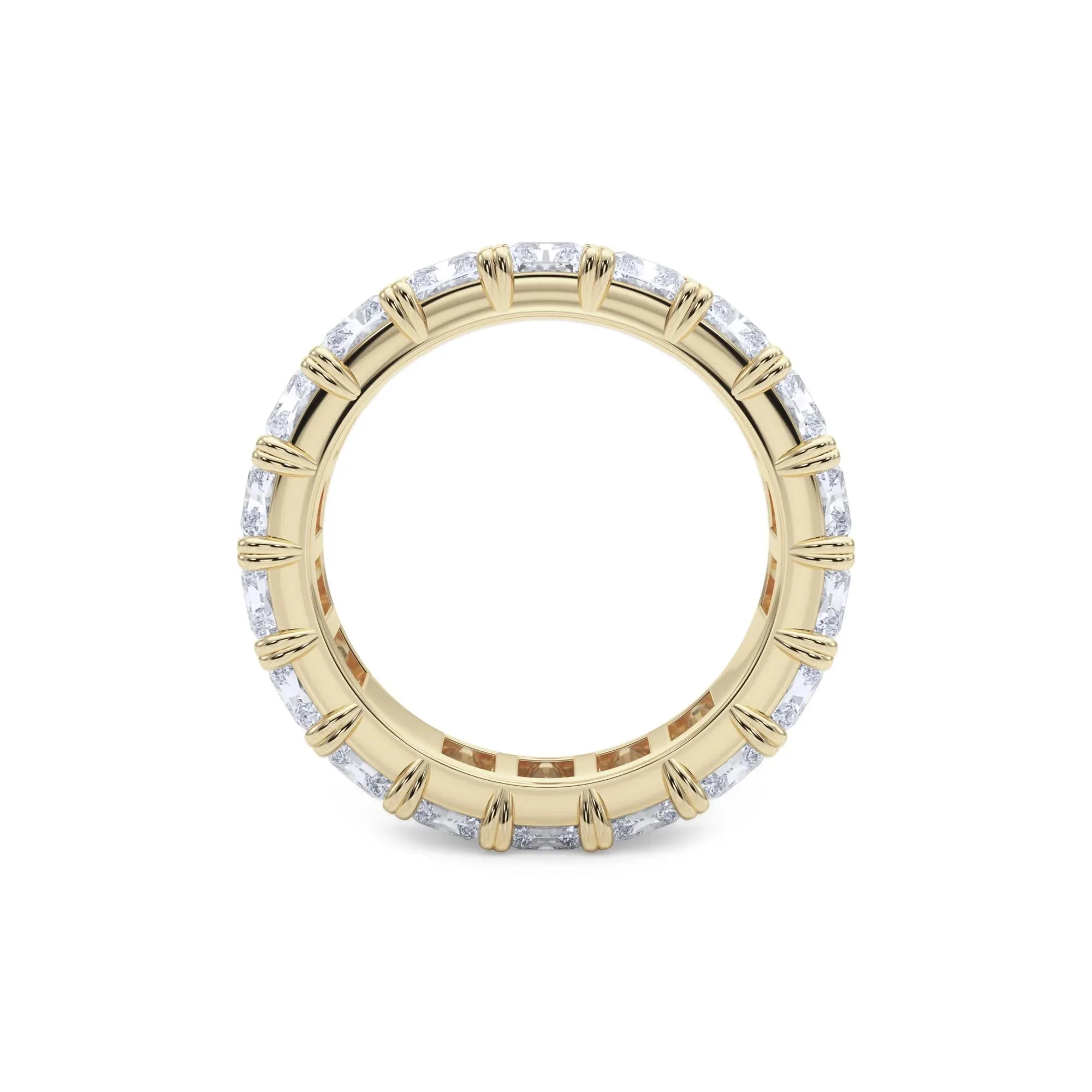 7 CT. Tw. Lab Grown Diamond Radiant-Cut Eternity Band Ring 14K Yellow Gold Size 5 - Image 2