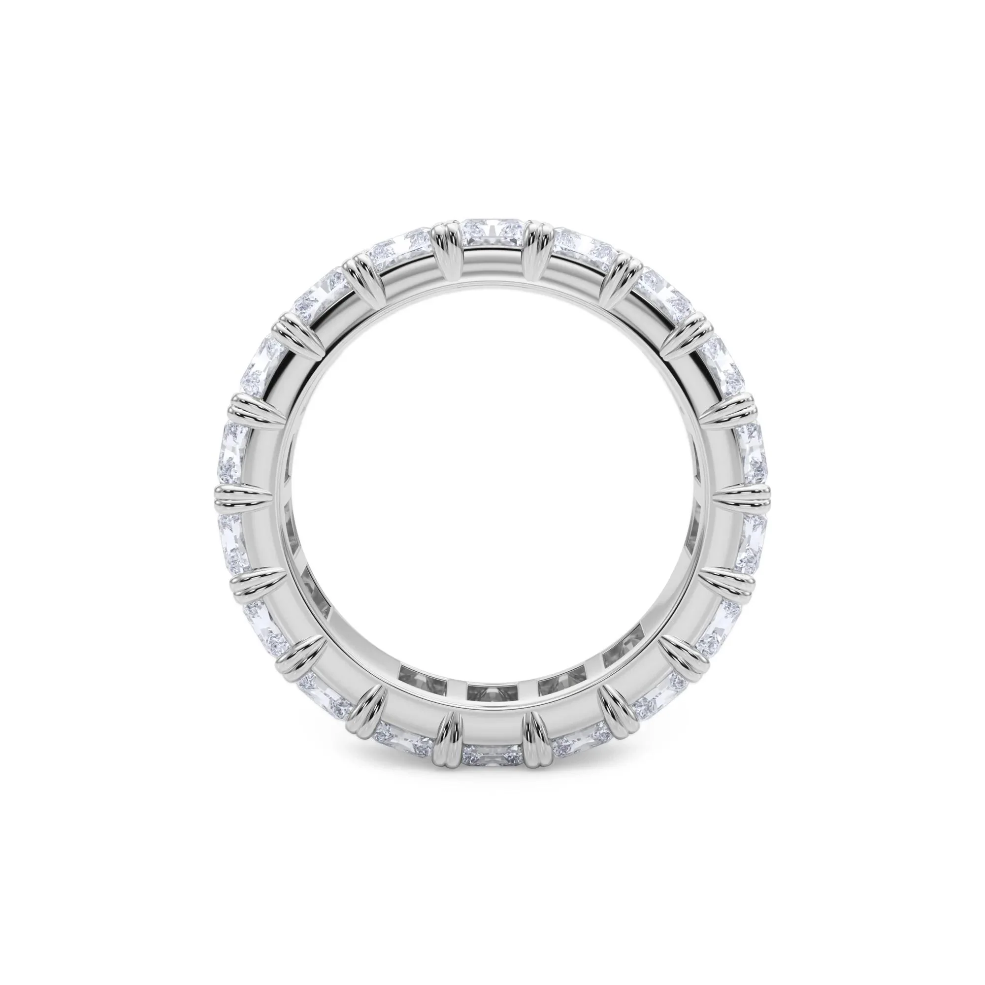 7 CT. Tw. Lab Grown Diamond Radiant-Cut Eternity Band Ring Platinum White Size 5 - Image 2