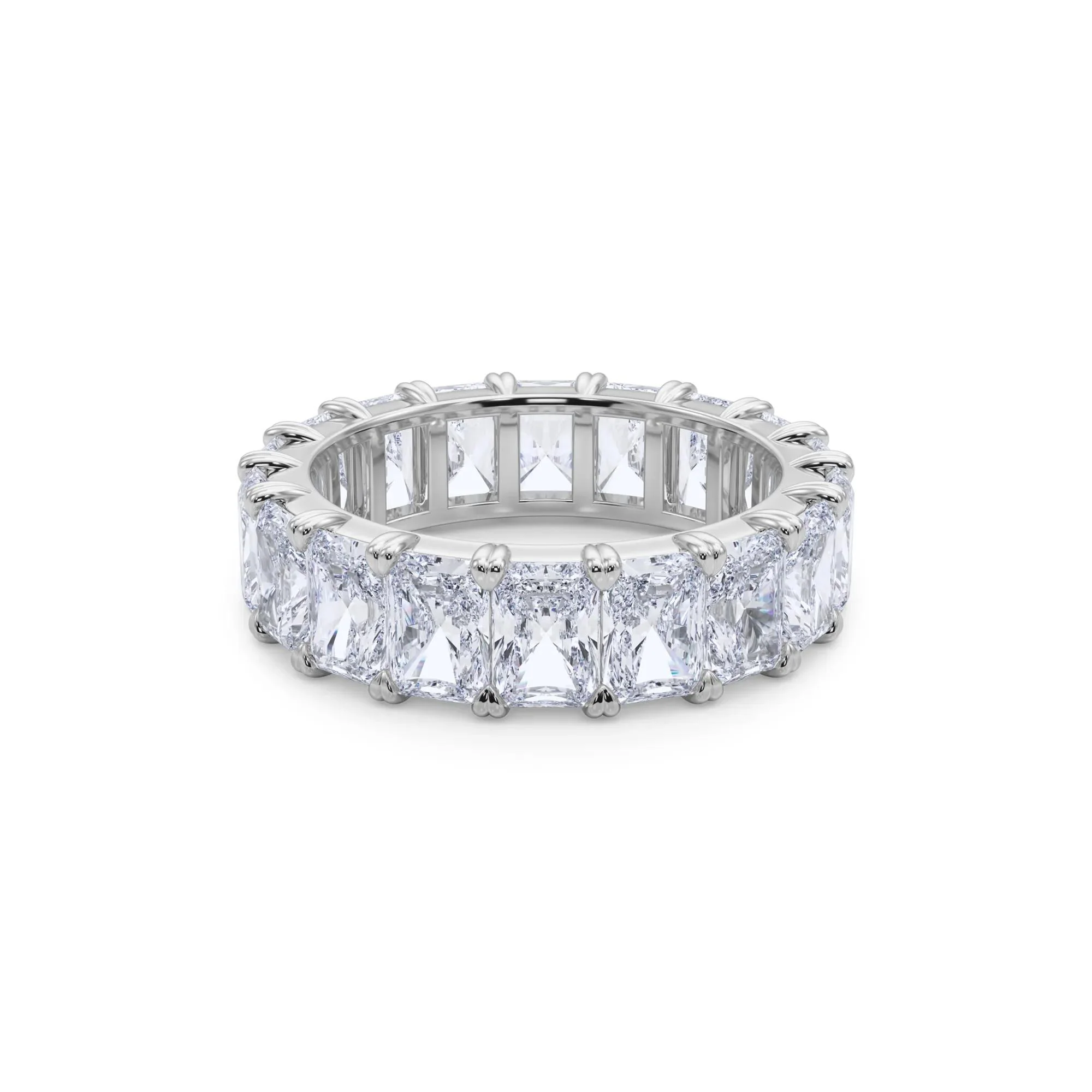 7 CT. Tw. Lab Grown Diamond Radiant-Cut Eternity Band Ring Platinum White Size 6 - Image 5