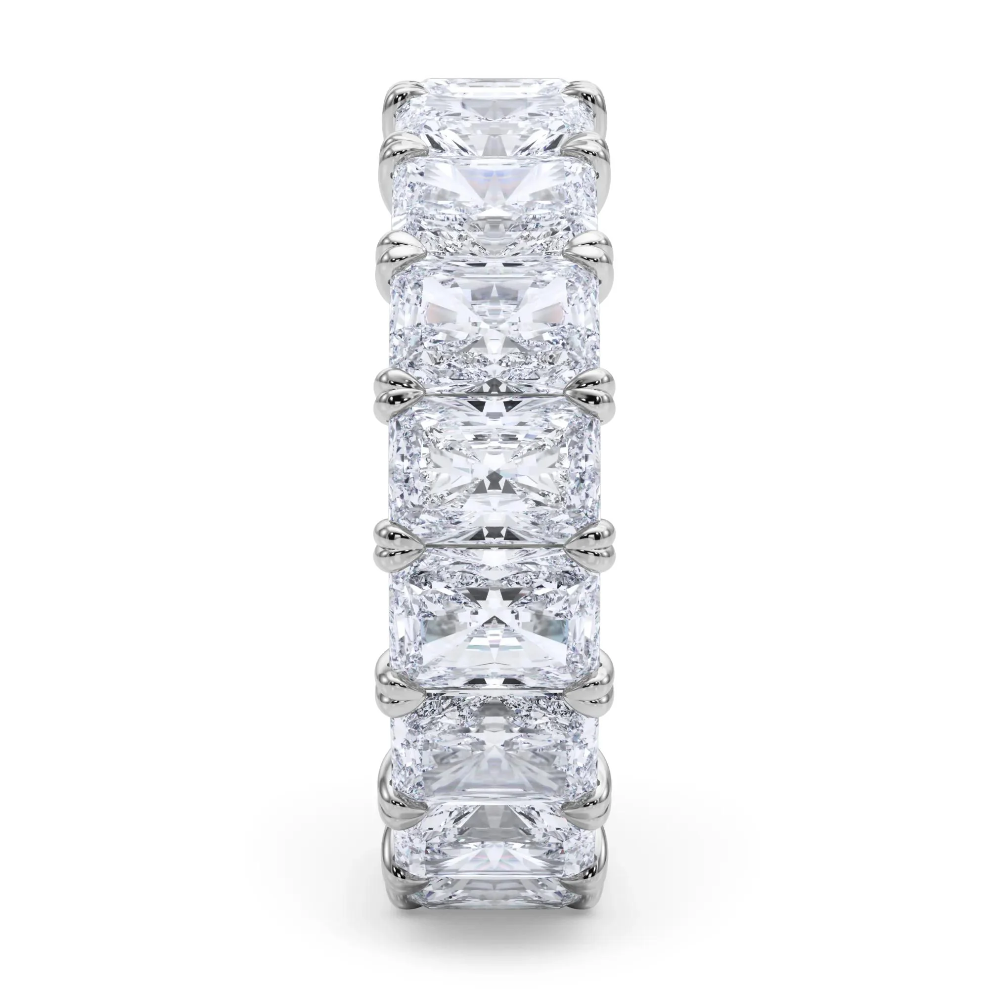 7 CT. Tw. Lab Grown Diamond Radiant-Cut Eternity Band Ring Platinum White Size 7 - Image 3