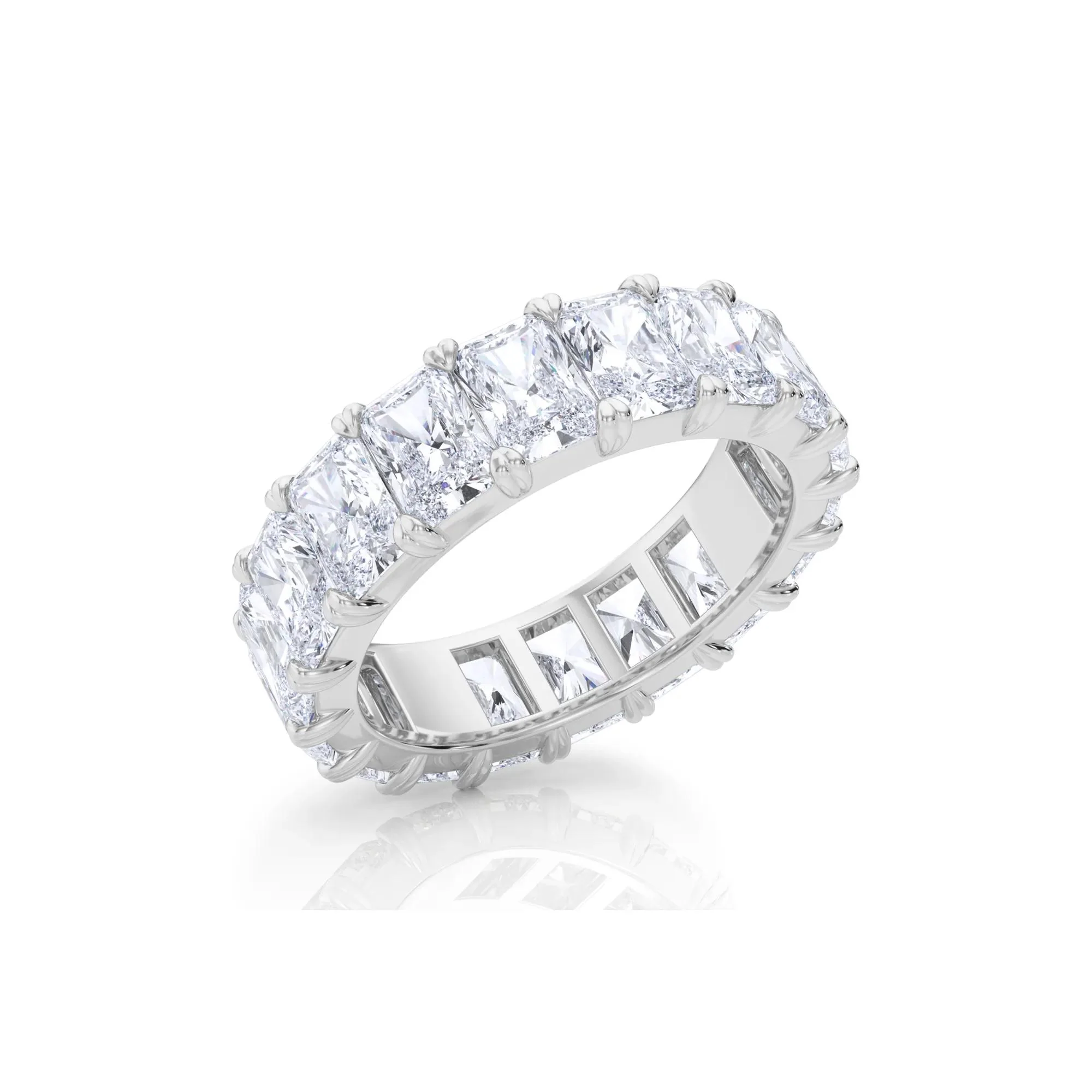7 CT. Tw. Lab Grown Diamond Radiant-Cut Eternity Band Ring Platinum White Size 7.5 - Image 4