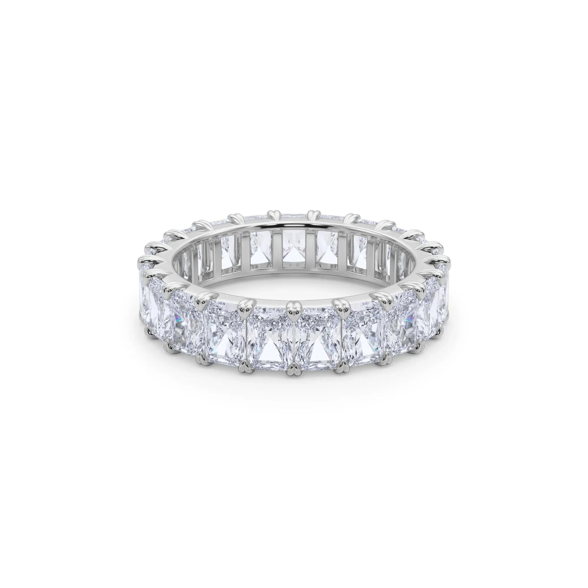 5 CT. Tw. Lab Grown Diamond Radiant-Cut Eternity Band Ring Platinum White Size 4 - Image 5