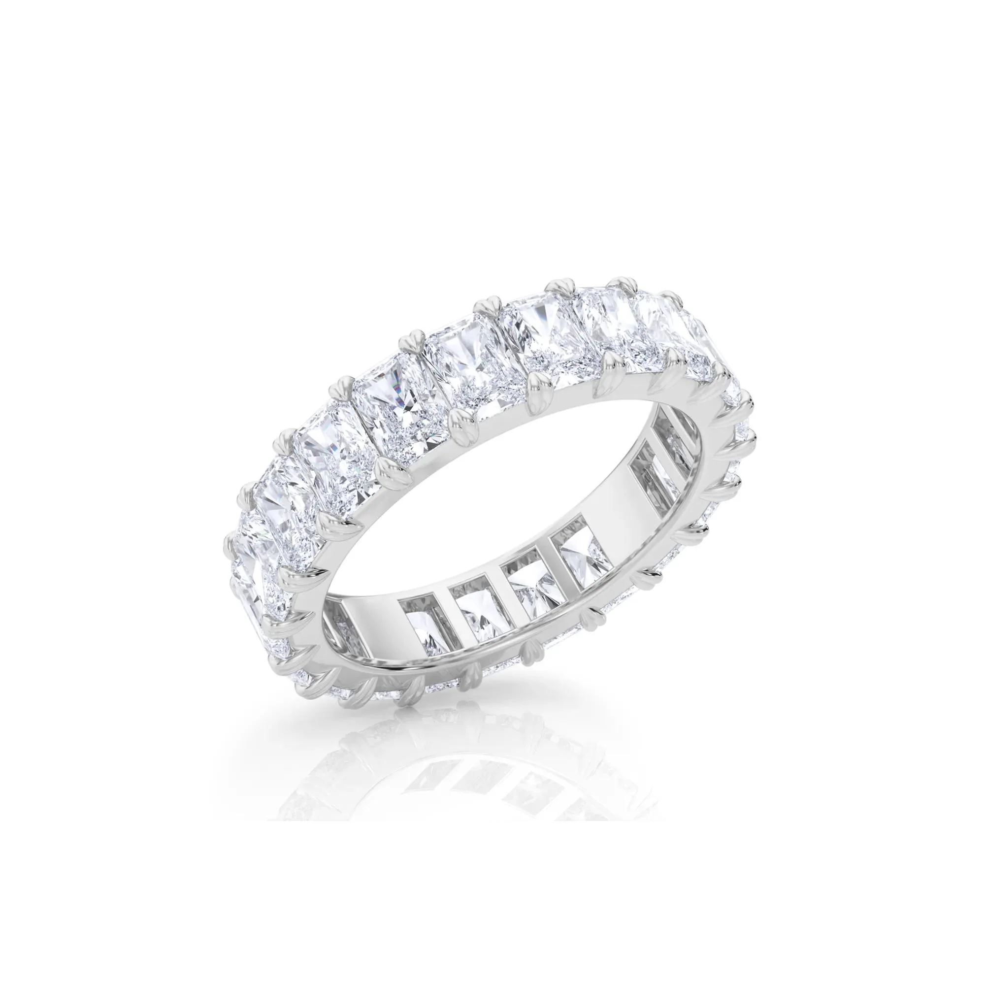 5 CT. Tw. Lab Grown Diamond Radiant-Cut Eternity Band Ring Platinum White Size 6 - Image 4