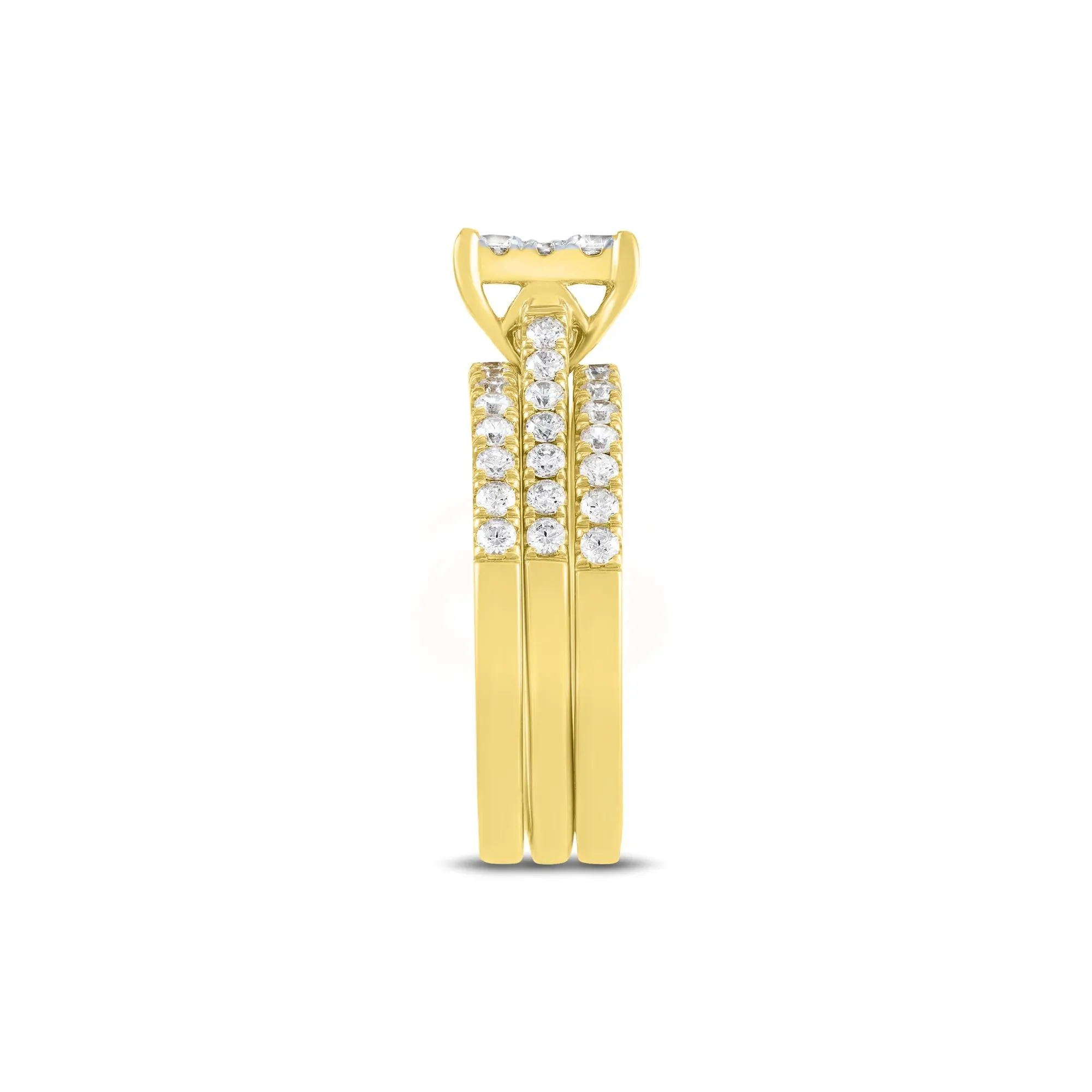 1/2 CT. Tw. Diamond Composite Engagement Ring Set 10K Yellow Gold Round Brilliant Cut Size 7.5 1mm - Image 3