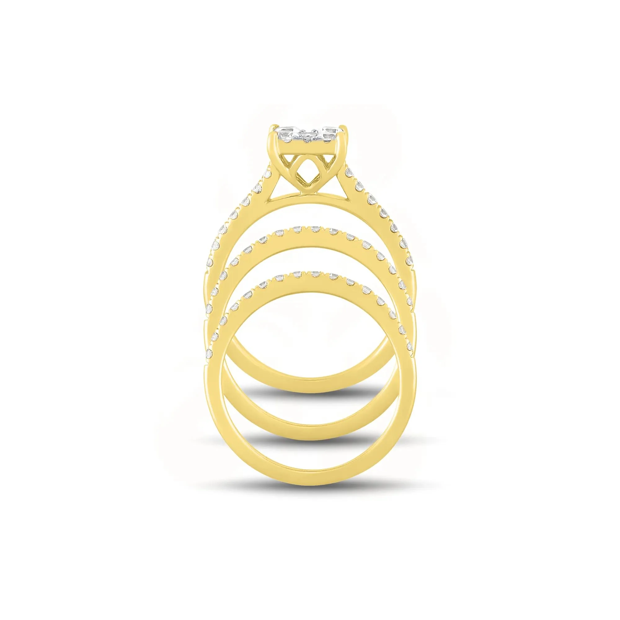 1/2 CT. Tw. Diamond Composite Engagement Ring Set 10K Yellow Gold Round Brilliant Cut Size 8 1mm - Image 2