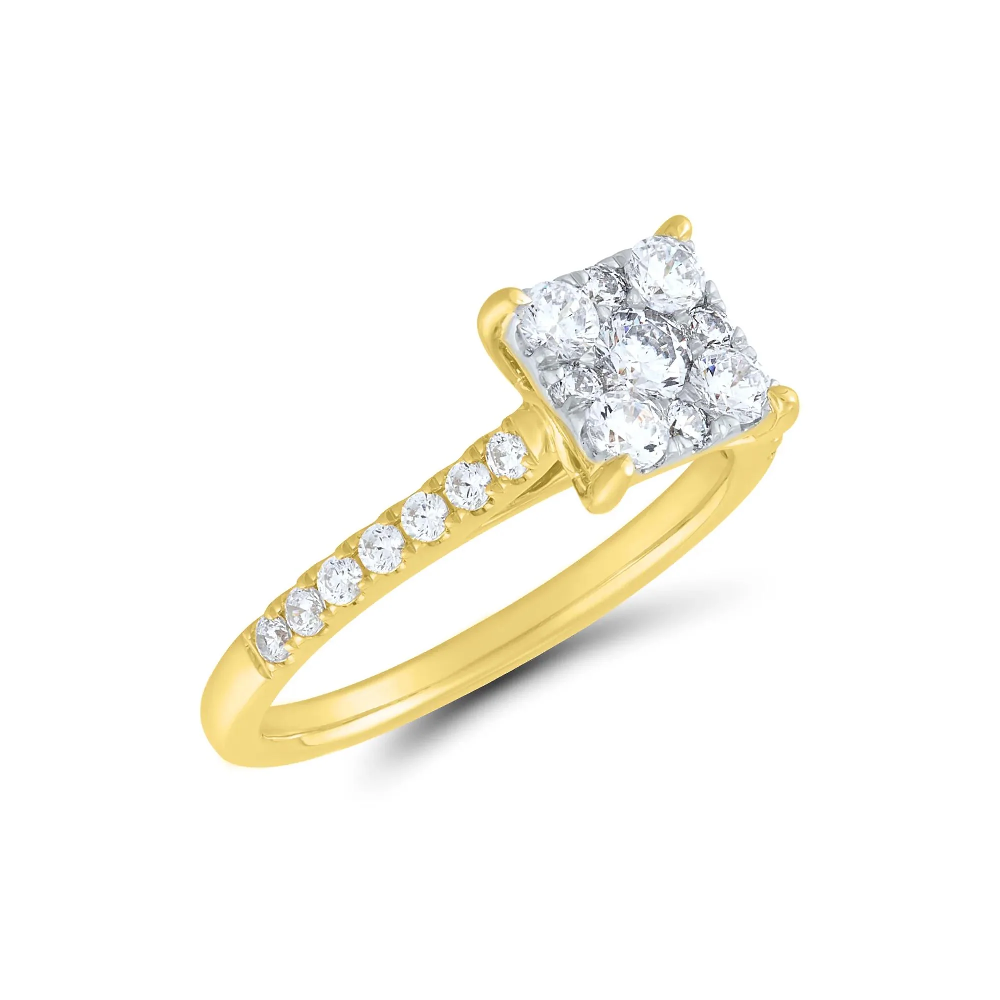 1/2 CT. Tw. Diamond Composite Engagement Ring Set 10K Yellow Gold Round Brilliant Cut Size 9 1mm - Image 4