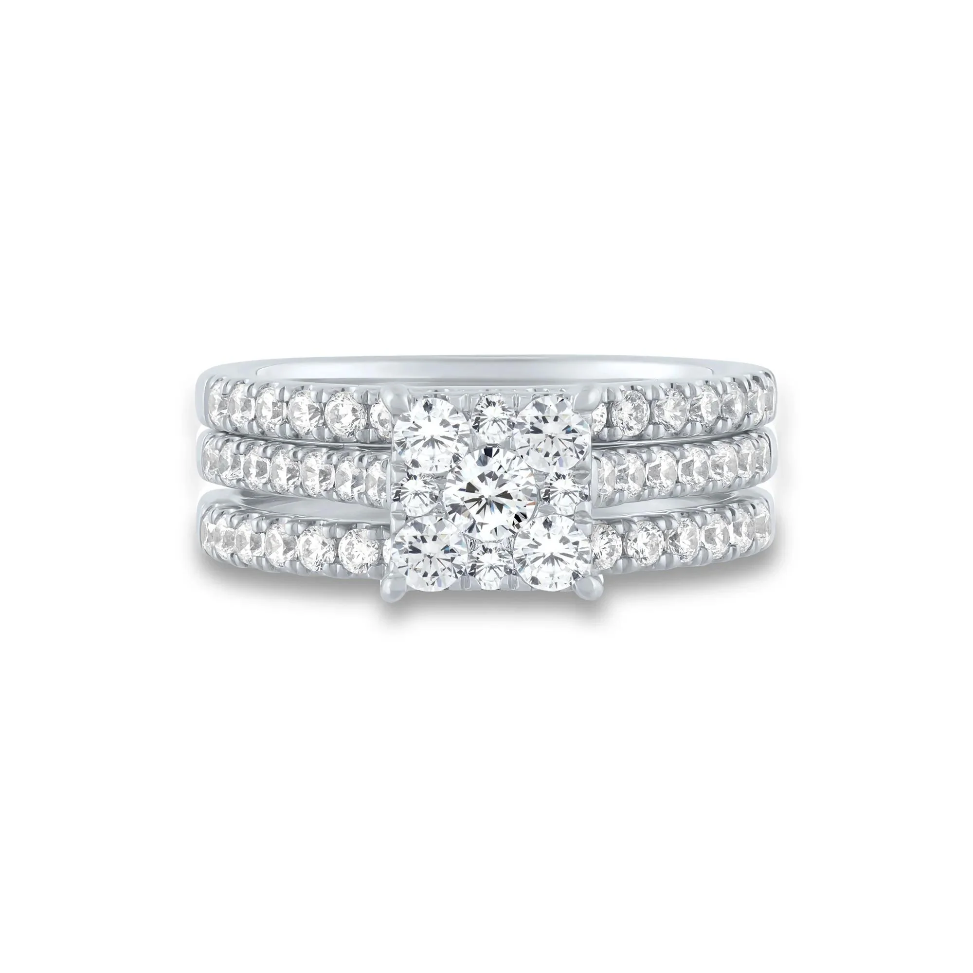 1/2 CT. Tw. Diamond Composite Engagement Ring Set 10K White Gold Round Brilliant Cut Size 7 1mm