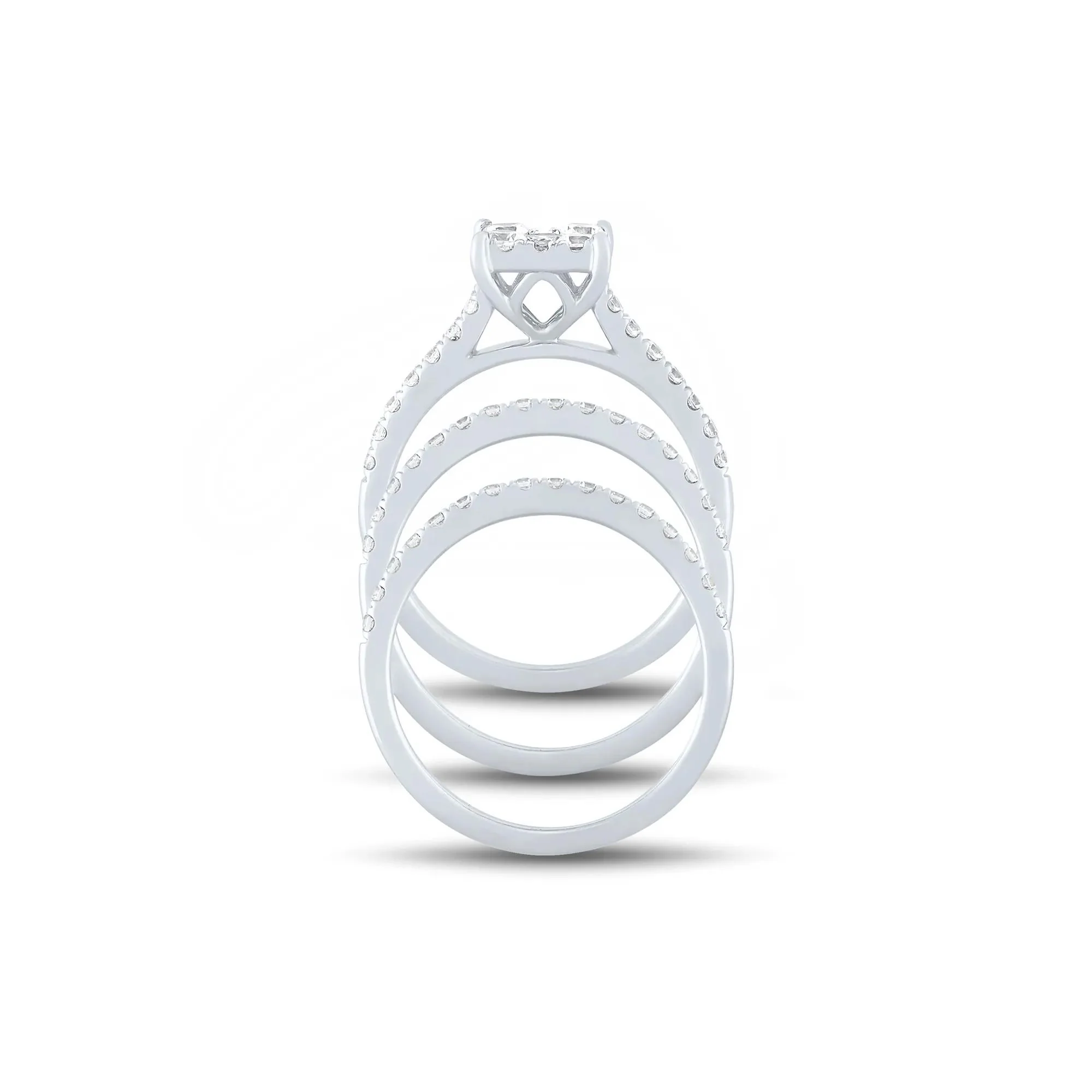 1/2 CT. Tw. Diamond Composite Engagement Ring Set 10K White Gold Round Brilliant Cut Size 7.5 1mm - Image 2