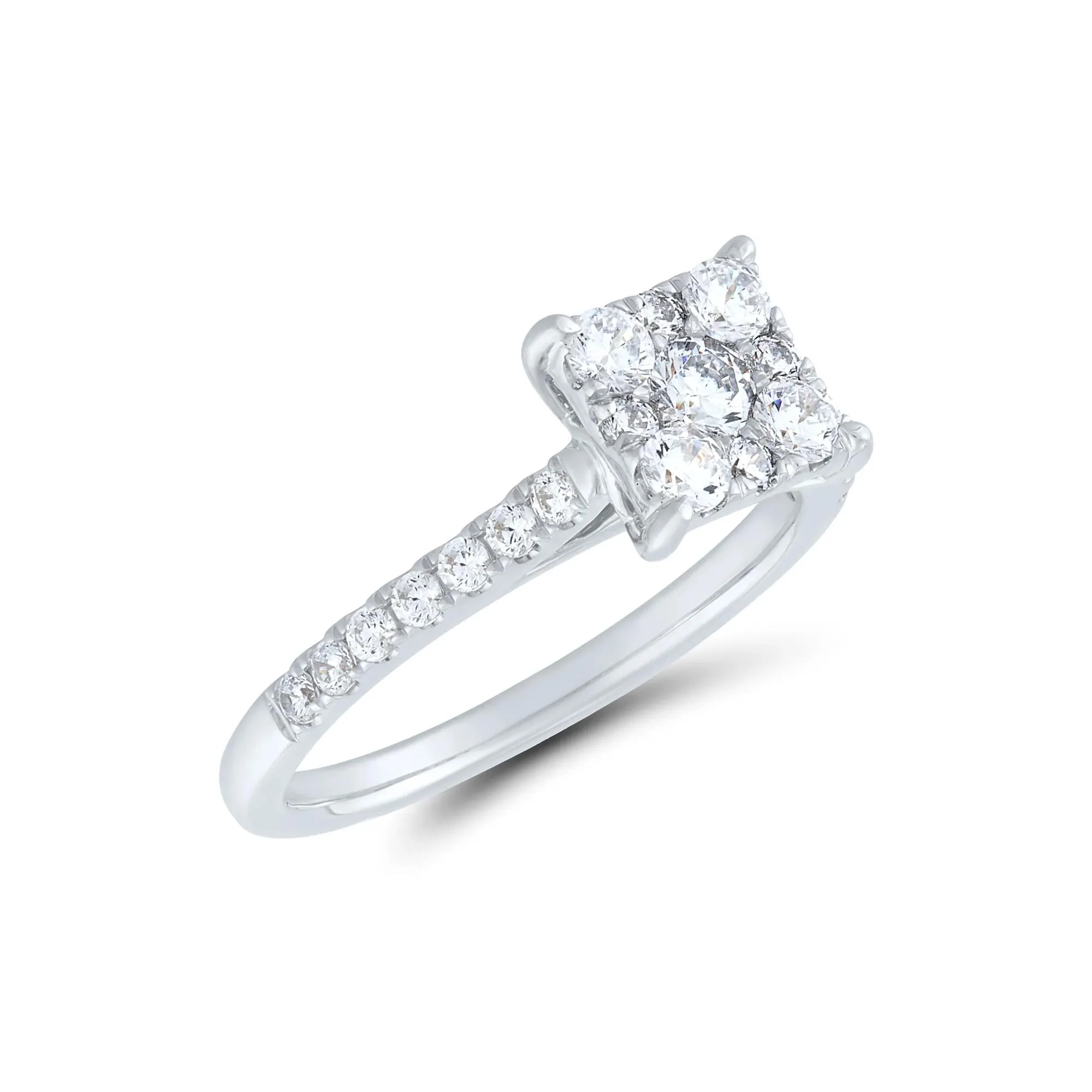 1/2 CT. Tw. Diamond Composite Engagement Ring Set 10K White Gold Round Brilliant Cut Size 7.5 1mm - Image 4