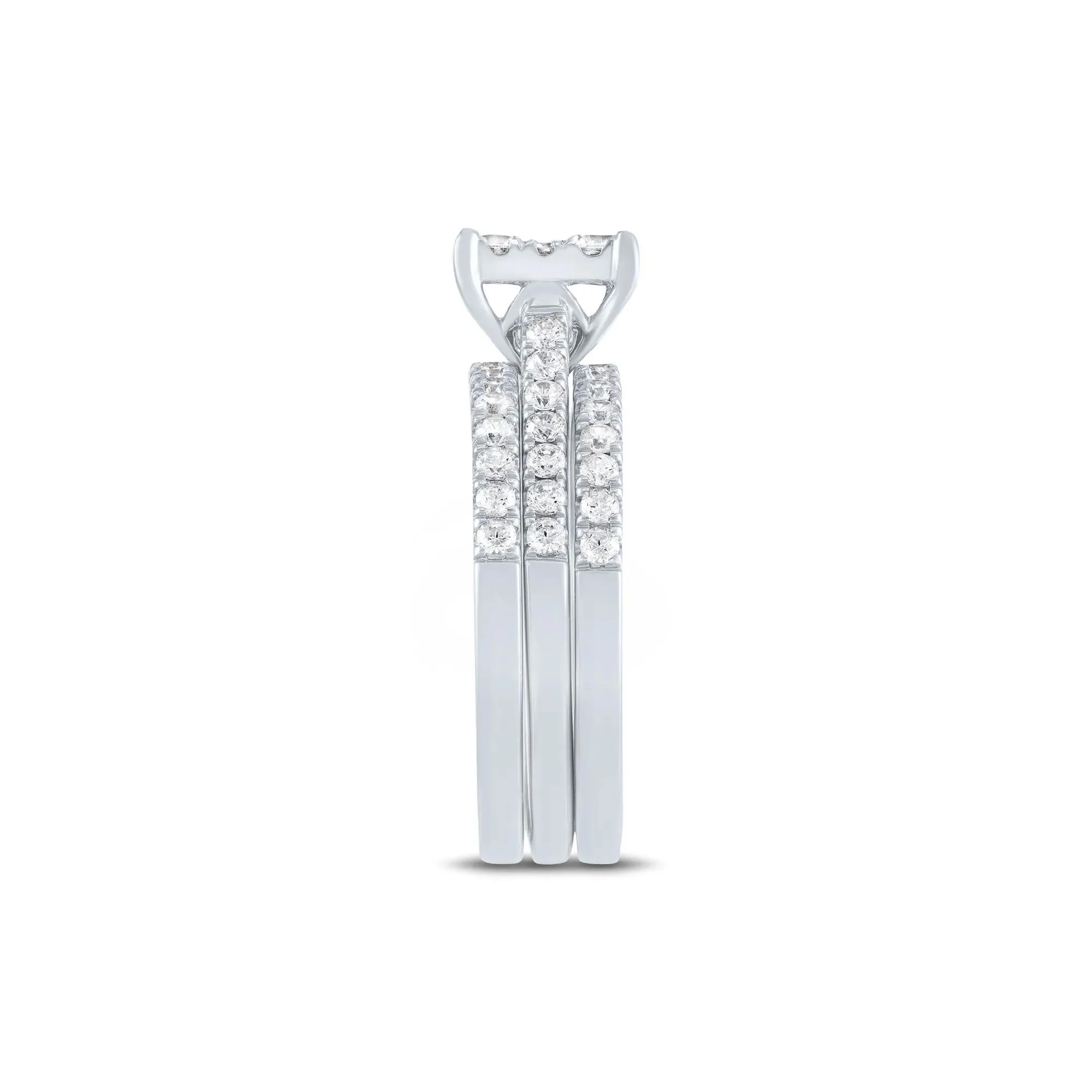 1/2 CT. Tw. Diamond Composite Engagement Ring Set 10K White Gold Round Brilliant Cut Size 8.5 1mm - Image 3