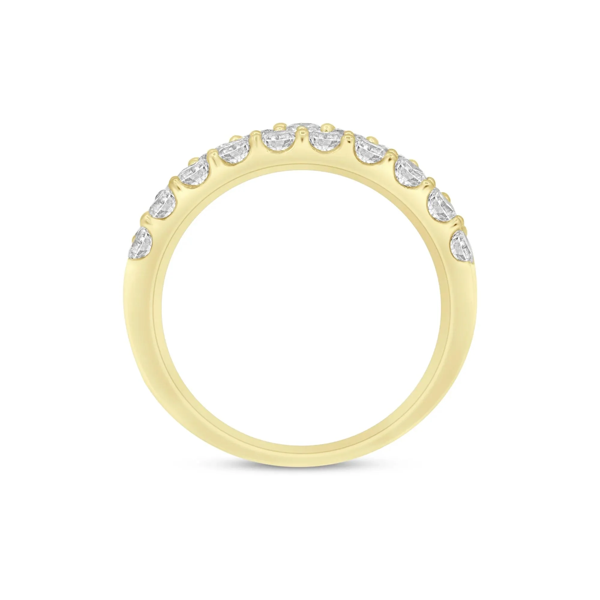 1/2 CT. Tw. Wide Diamond Anniversary Band Ring 14K Yellow Gold Round Brilliant Cut Size 6 2mm - Image 2