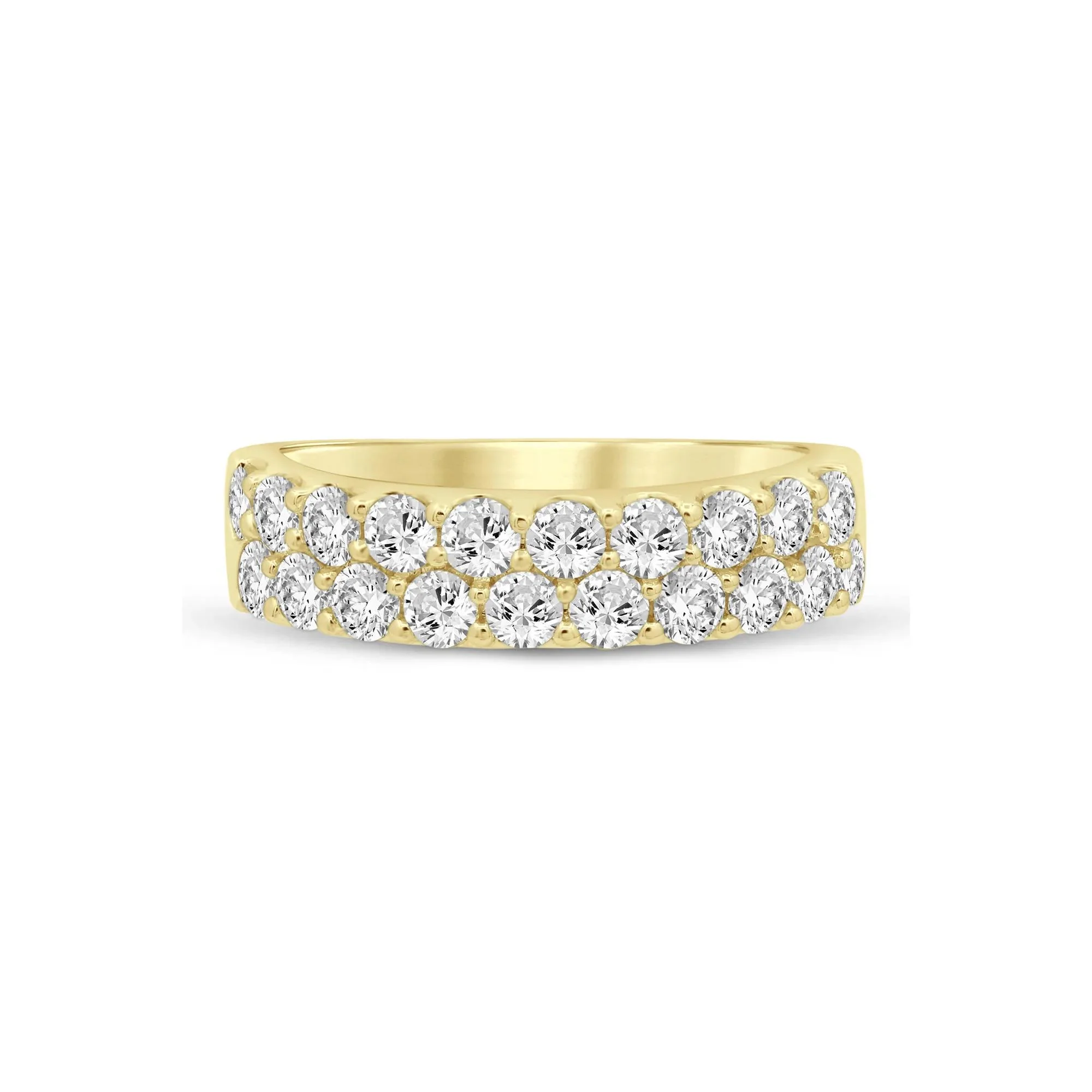 1/2 CT. Tw. Wide Diamond Anniversary Band Ring 14K Yellow Gold Round Brilliant Cut Size 9 2mm