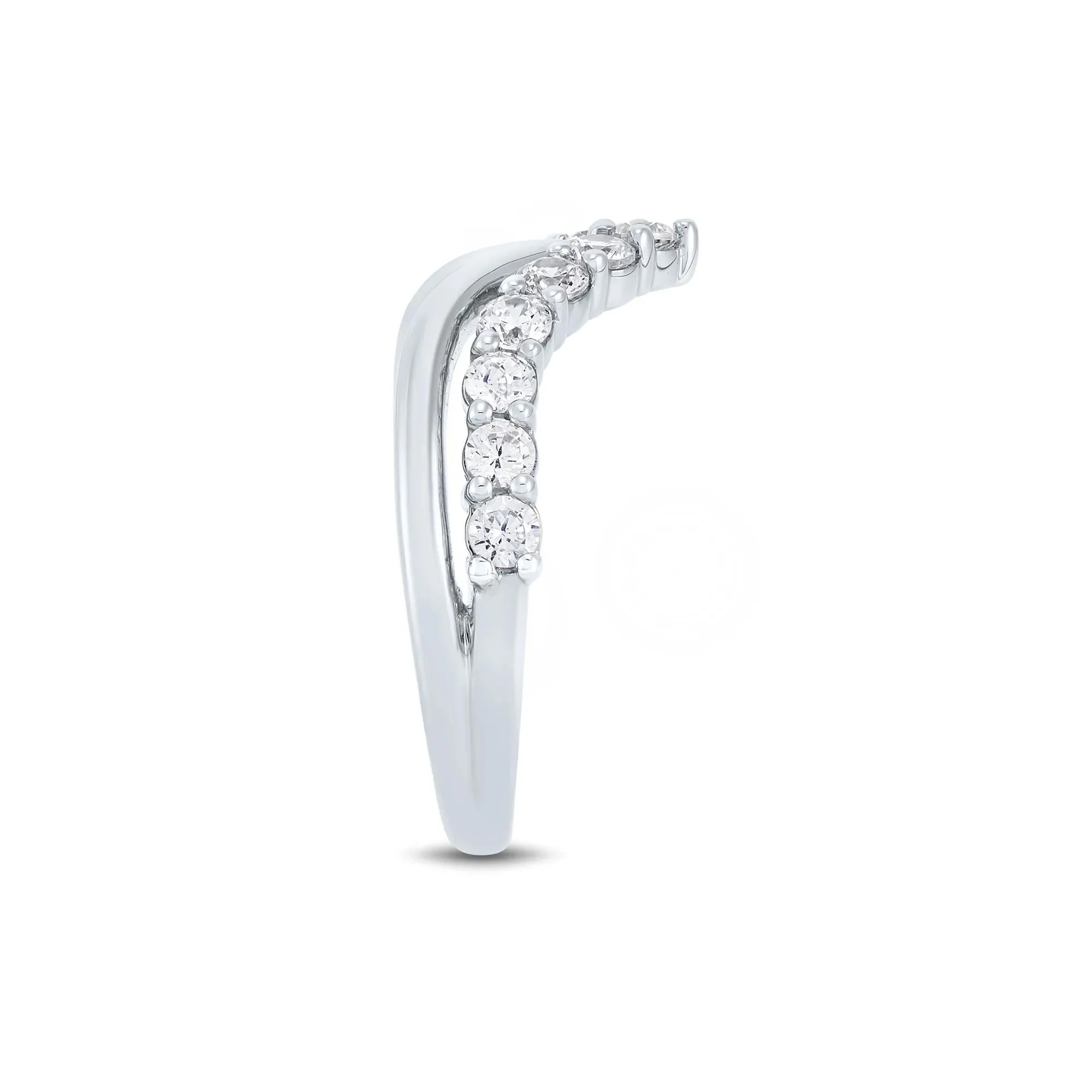 3/4 CT. Tw. Lab Grown Diamond Chevron Enhancer 14K White Gold Ring Size 5 1mm - Image 3