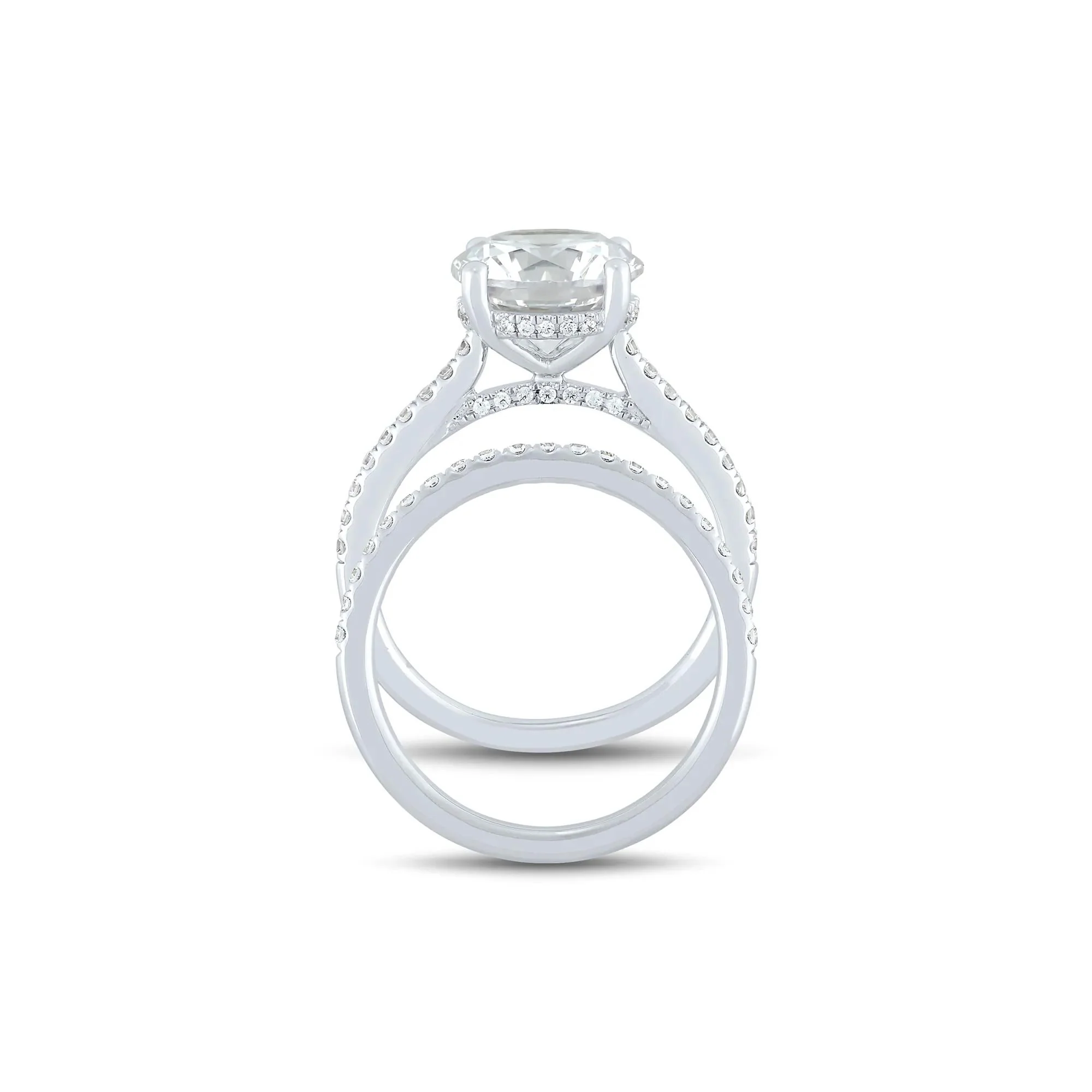4 CT. Tw. Lab Grown Diamond Engagement Set 14K White Gold Ring Round Brilliant Cut Size 6.5 1mm - Image 2