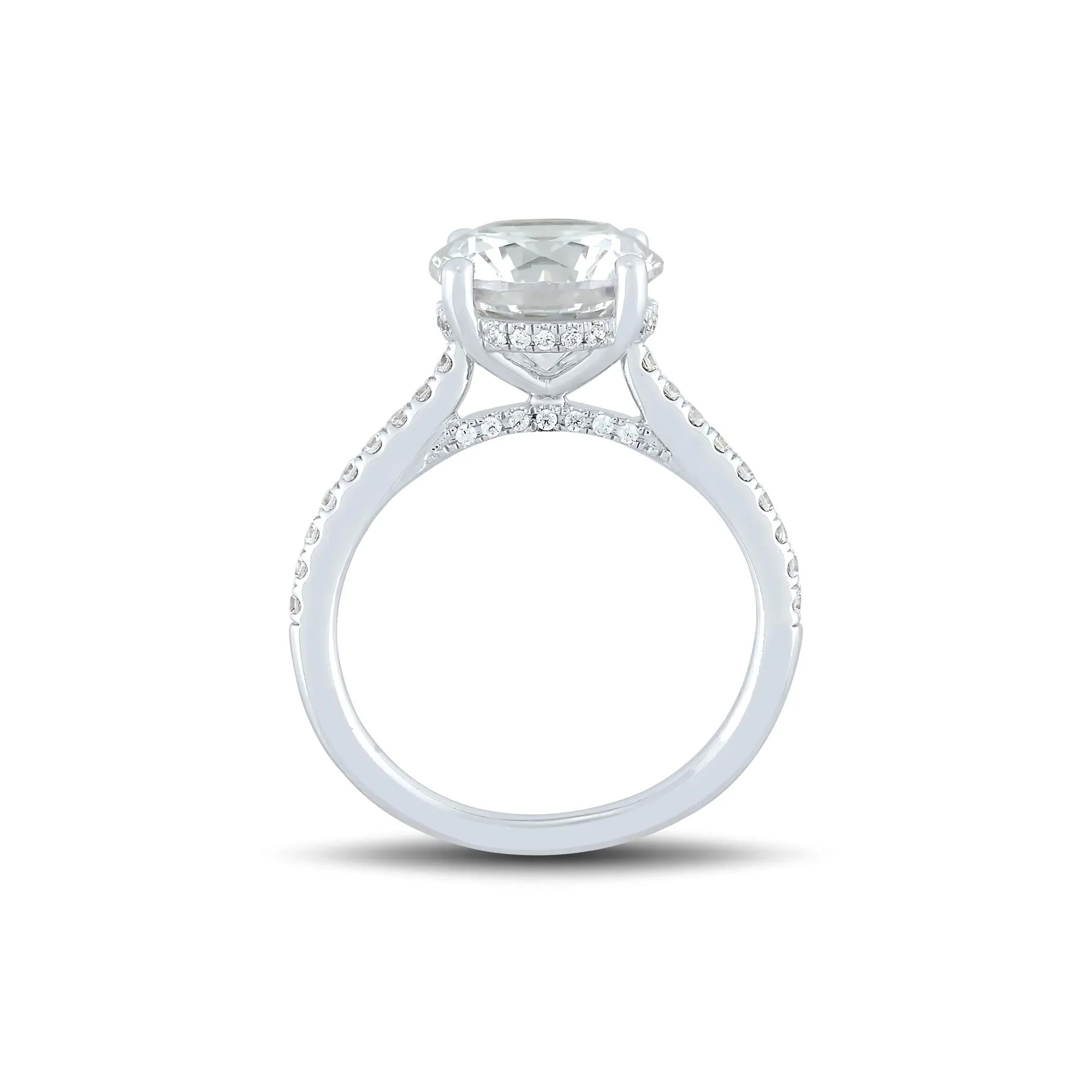 4 CT. Tw. Lab Grown Diamond Engagement Set 14K White Gold Ring Round Brilliant Cut Size 7 1mm - Image 4