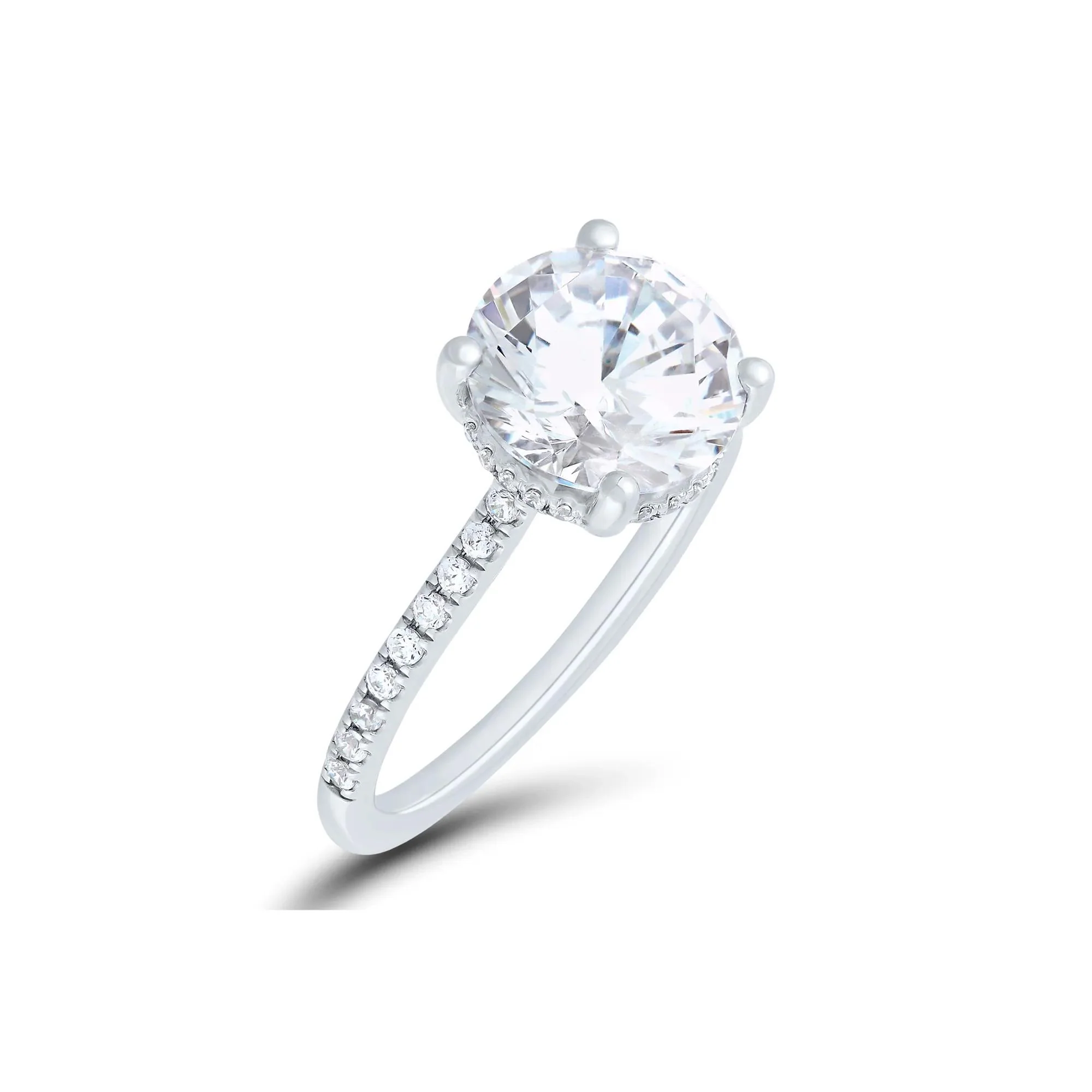 4 CT. Tw. Lab Grown Diamond Engagement Set 14K White Gold Ring Round Brilliant Cut Size 8.5 1mm - Image 5