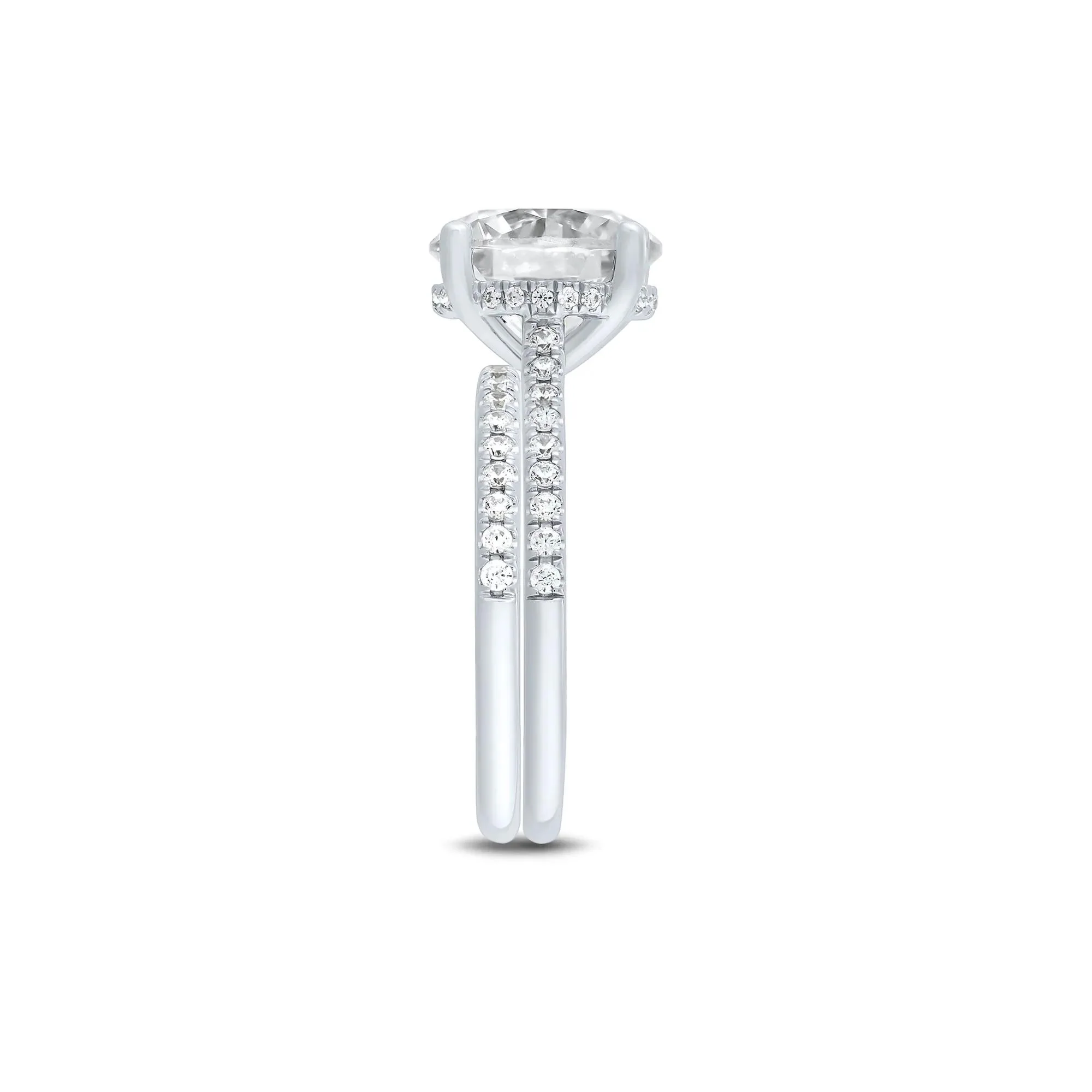 4 CT. Tw. Lab Grown Diamond Engagement Set 14K White Gold Ring Round Brilliant Cut Size 9 1mm - Image 3