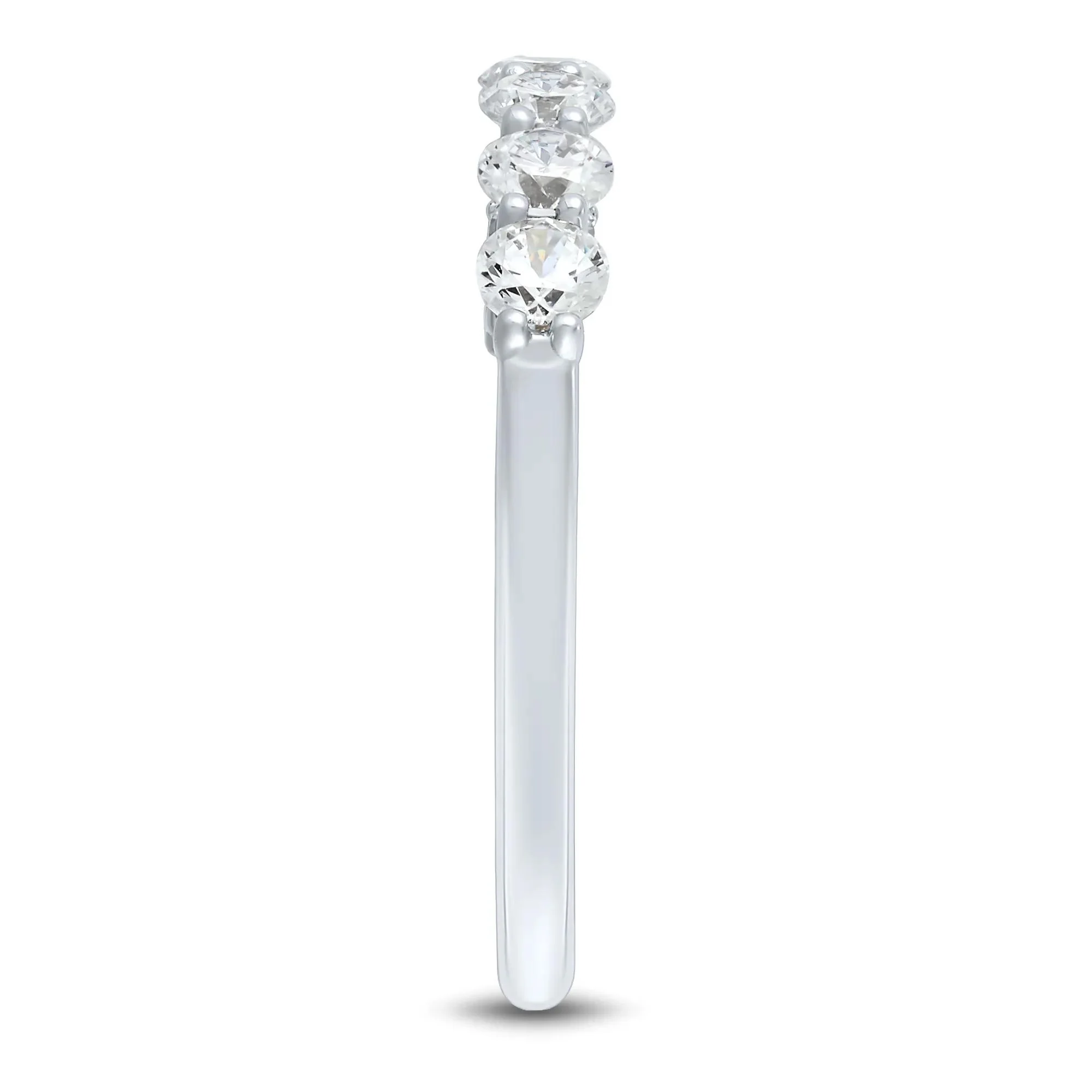 1 CT. Tw. Lab Grown Diamond Band Ring 14K White Gold Round Brilliant Cut Size 7.5 1mm - Image 3