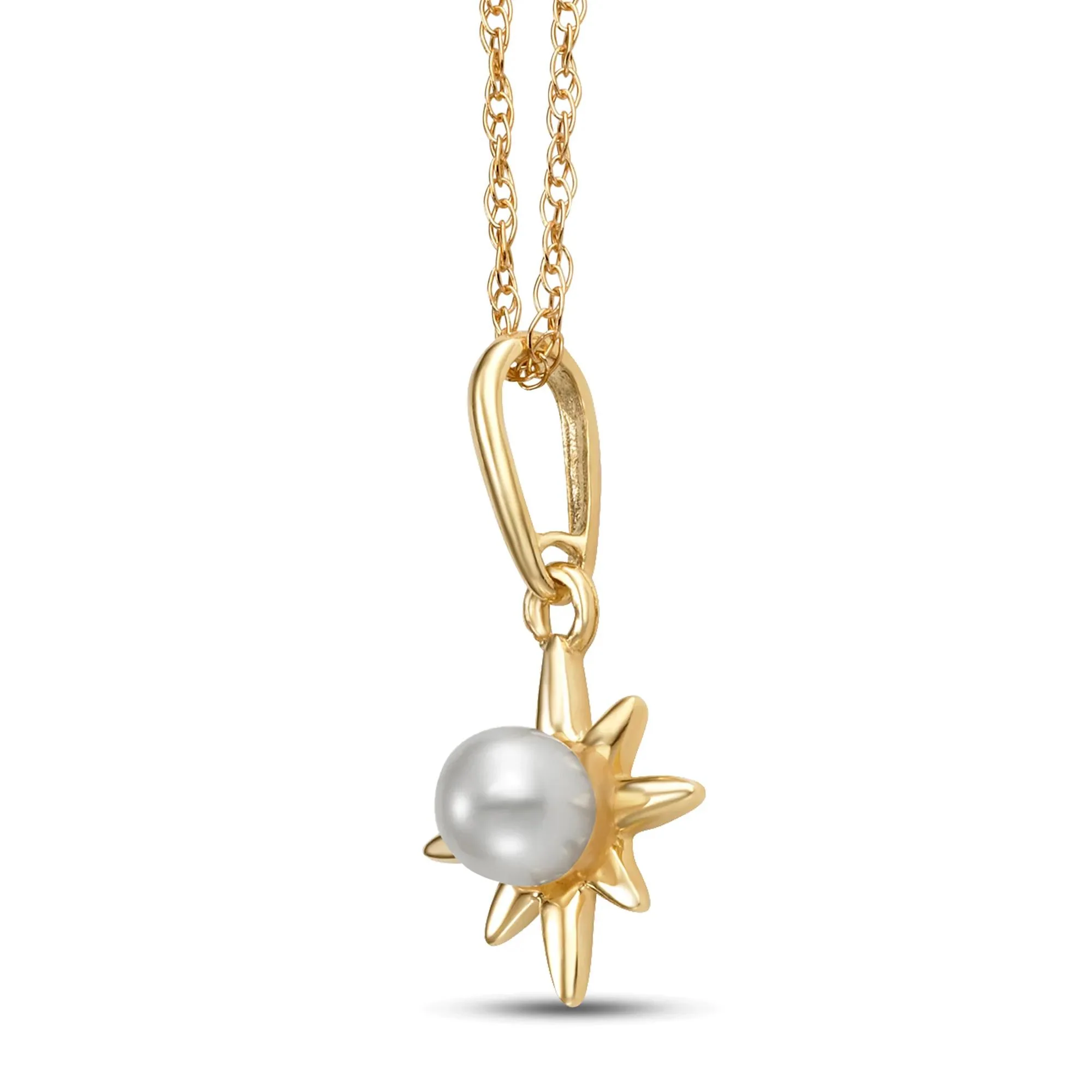 Freshwater Cultured Pearl Pendant Necklace 14K Yellow Gold Size 18" - Image 2