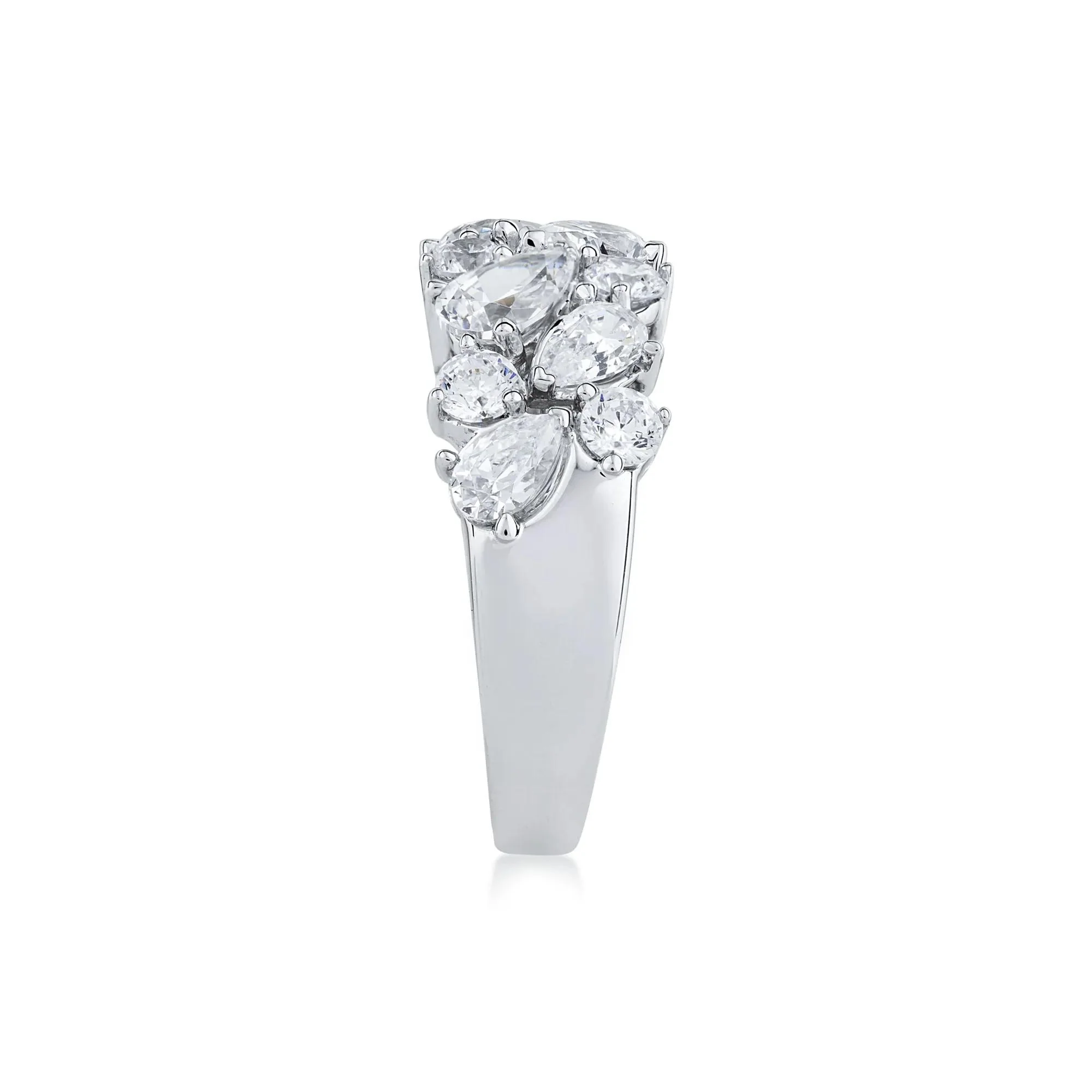 3 CT. Tw. Lab Grown Diamond Multi-Stone Band Ring 14K White Gold Round Brilliant Cut Size 7 2mm - Image 3