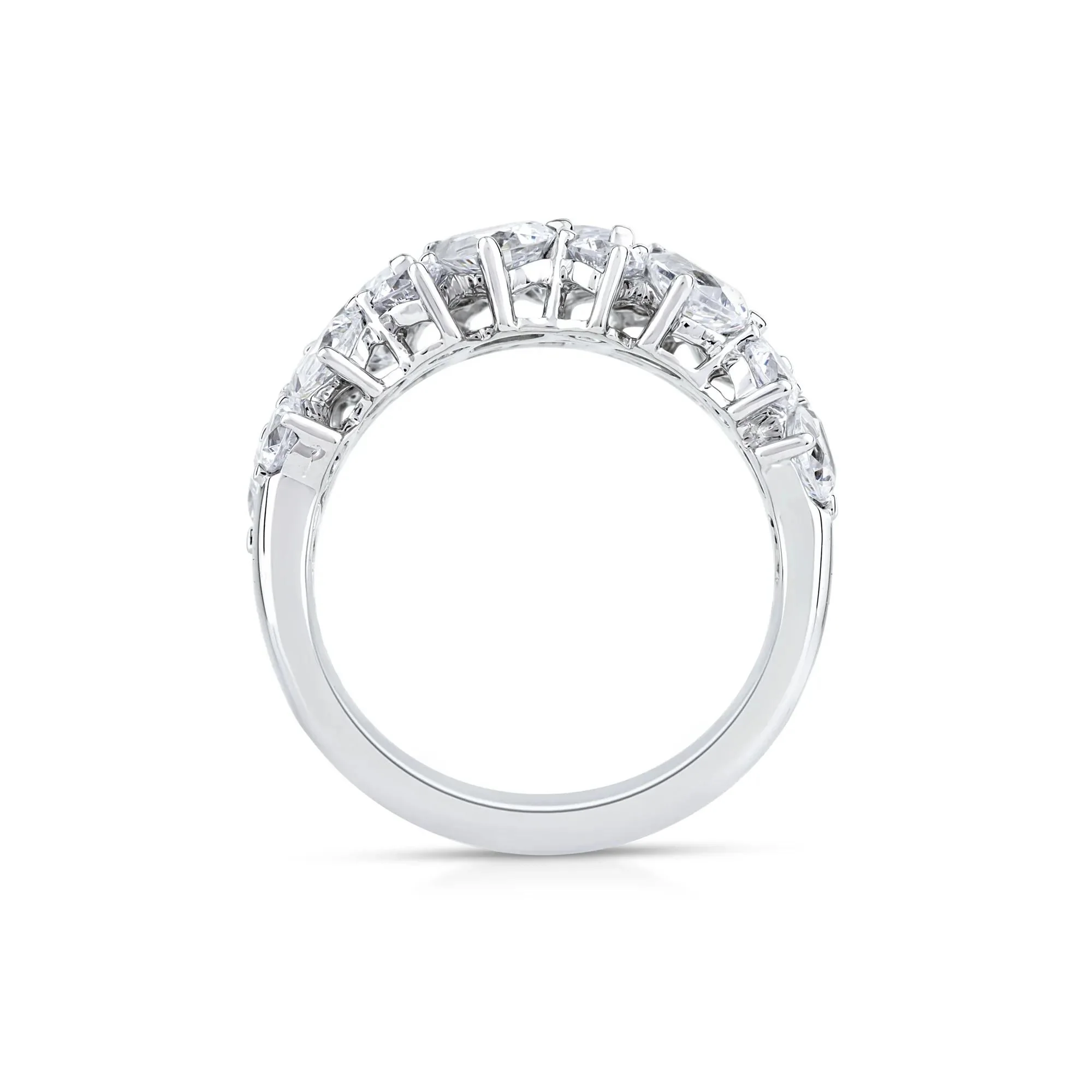 3 CT. Tw. Lab Grown Diamond Multi-Stone Band Ring 14K White Gold Round Brilliant Cut Size 8 2mm - Image 2