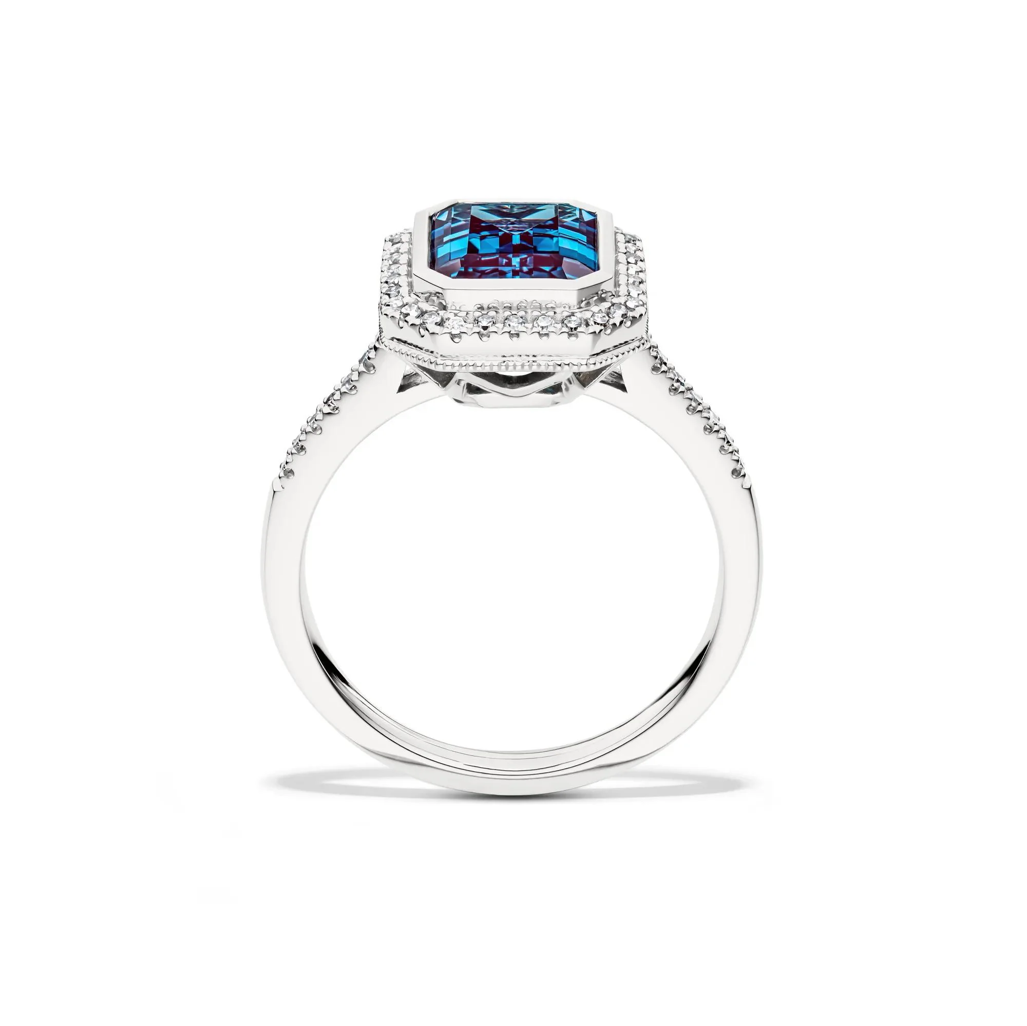 1/5 CT. Tw. Lab-Created Alexandrite and Lab-Created Diamond Ring 10K White Gold Size 6 1mm - Image 2