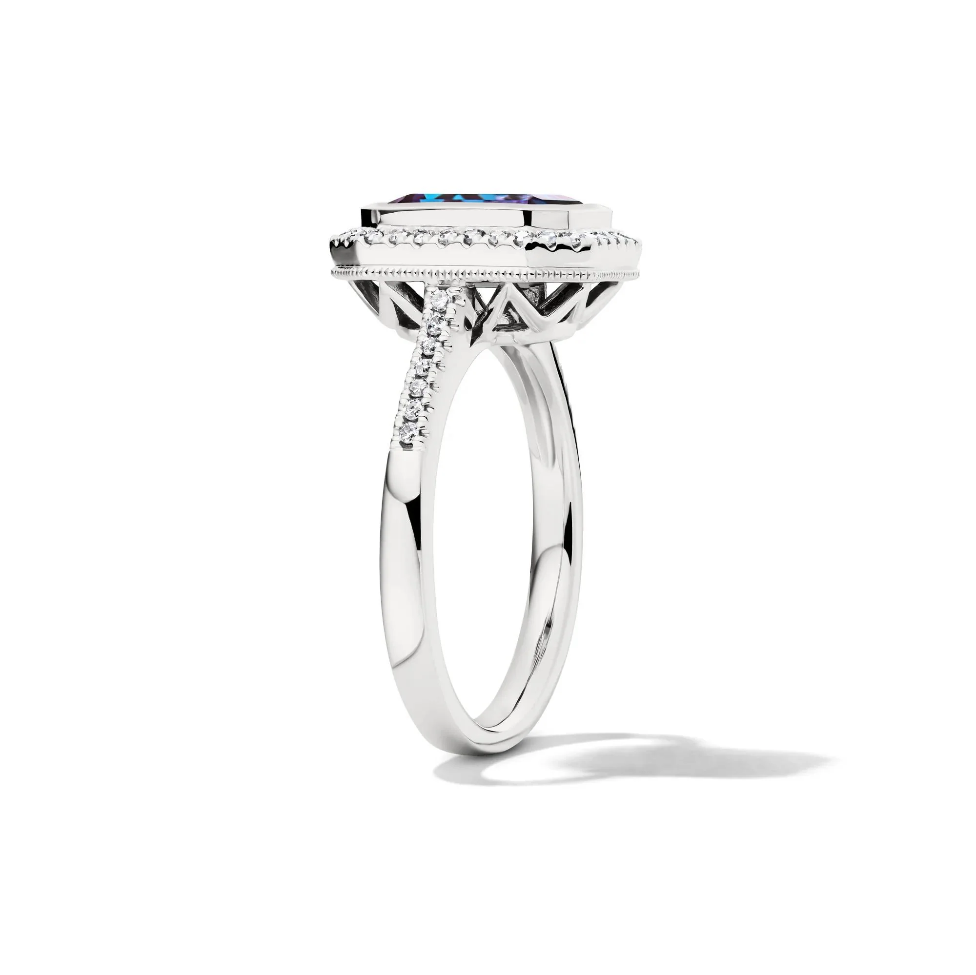 1/5 CT. Tw. Lab-Created Alexandrite and Lab-Created Diamond Ring 10K White Gold Size 7.5 1mm - Image 3