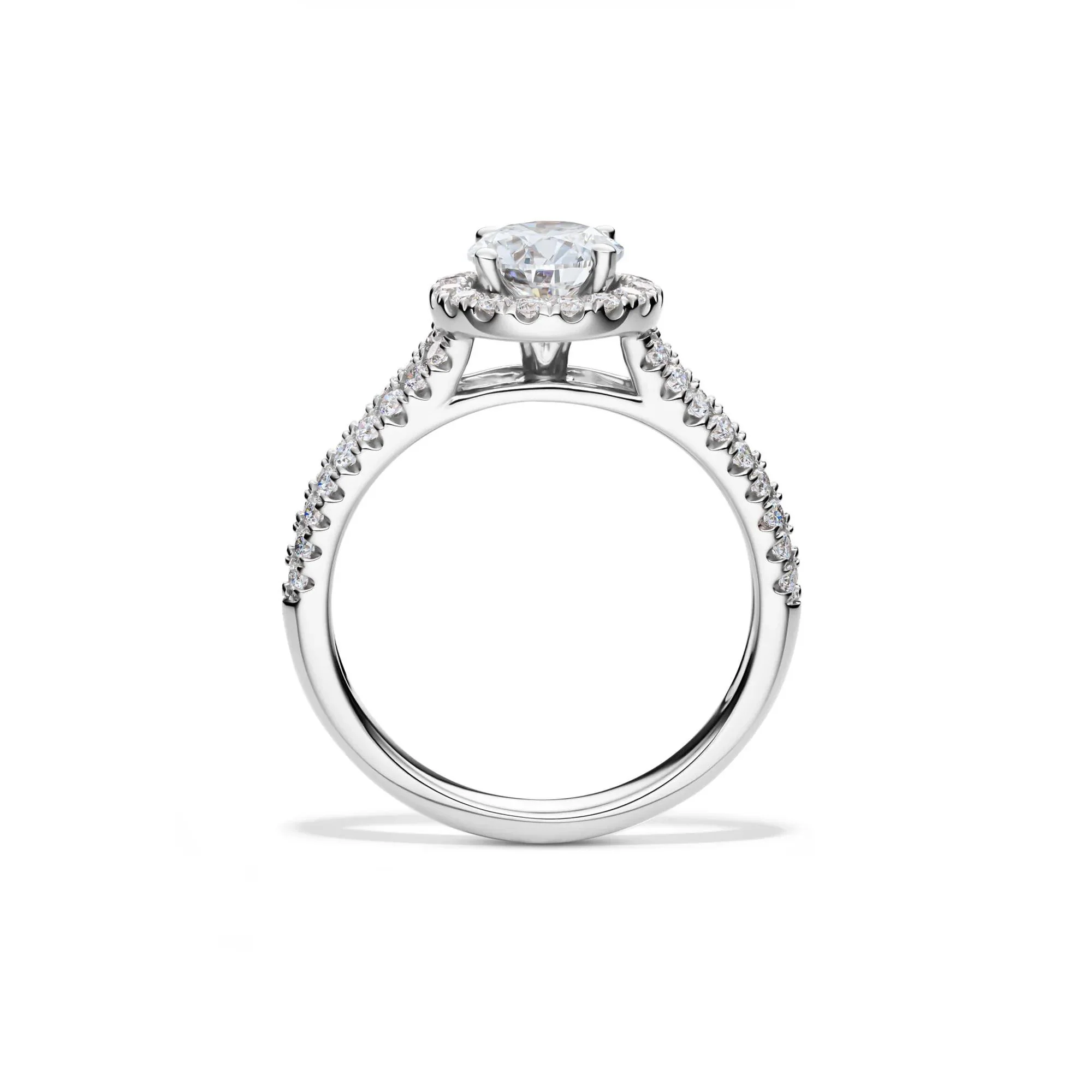 1/2 CT. Tw. Lab Grown Diamond Halo Engagement Ring 14K White Gold Round Brilliant Cut Size 8 - Image 2