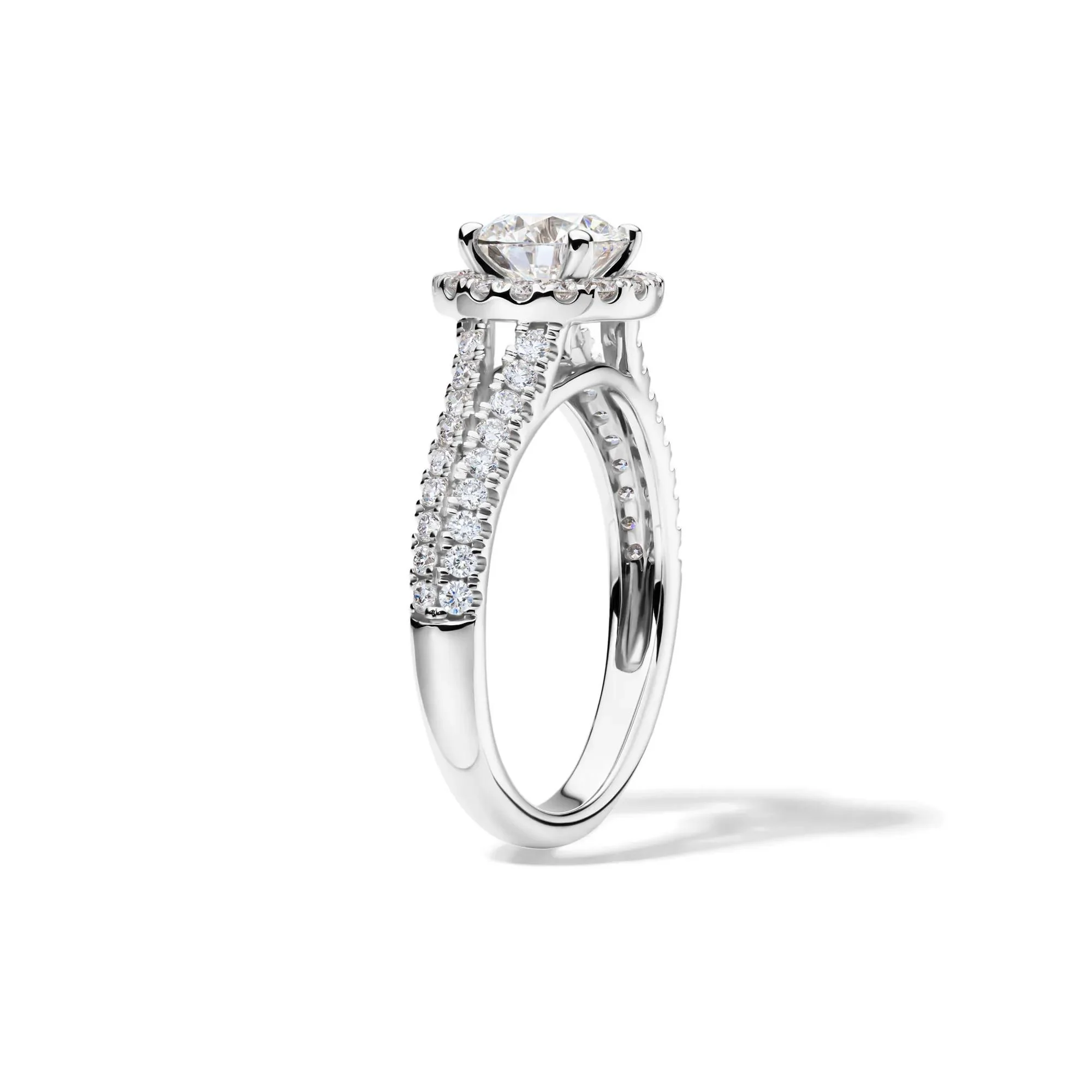 1/2 CT. Tw. Lab Grown Diamond Halo Engagement Ring 14K White Gold Round Brilliant Cut Size 8 - Image 3