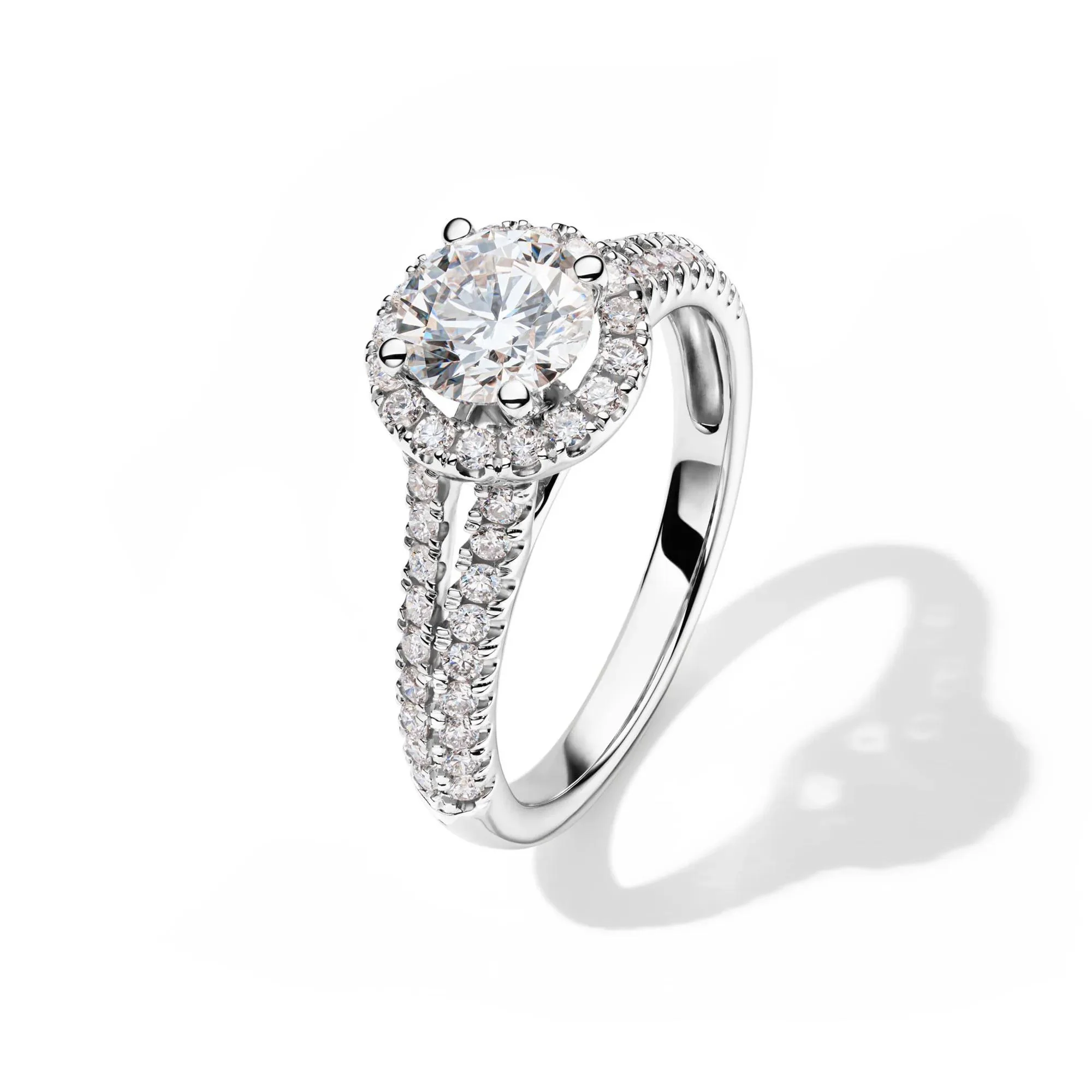 1/2 CT. Tw. Lab Grown Diamond Halo Engagement Ring 14K White Gold Round Brilliant Cut Size 8 - Image 4