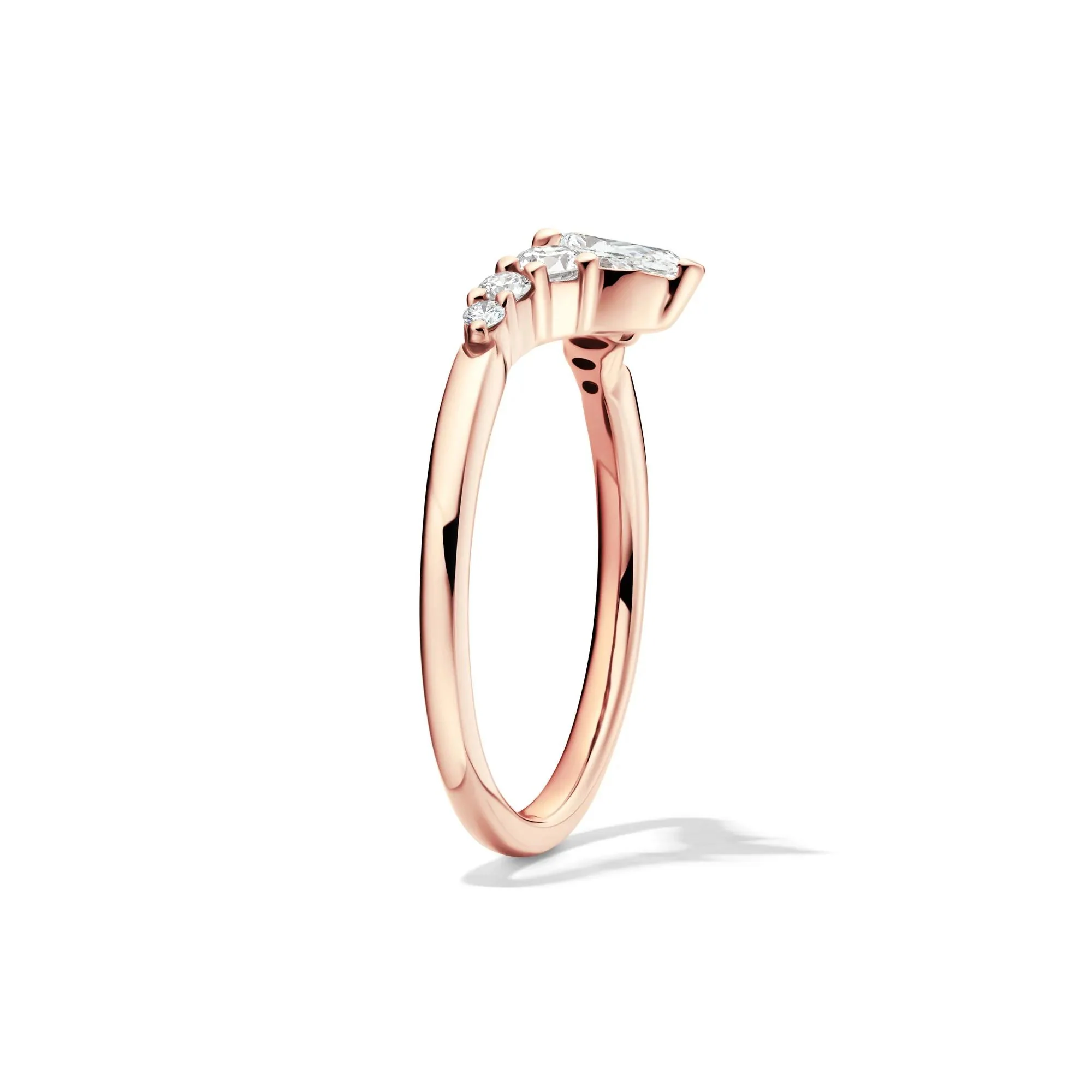1/2 CT. Tw. Lab Grown Diamond Chevron Contour Band Ring 14K Rose Gold Round Brilliant Cut Size 5 - Image 3