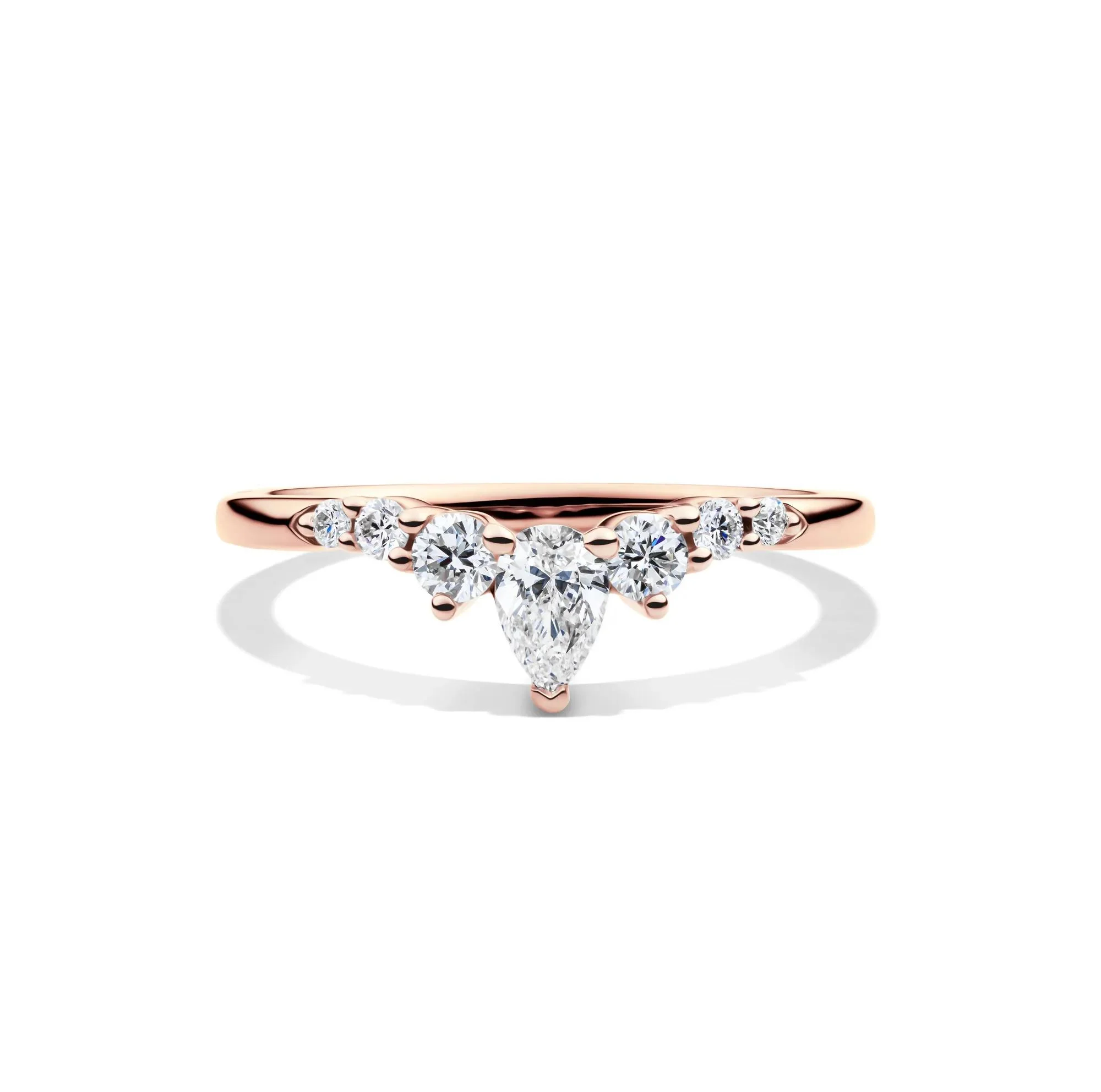 1/2 CT. Tw. Lab Grown Diamond Chevron Contour Band Ring 14K Rose Gold Round Brilliant Cut Size 5.5