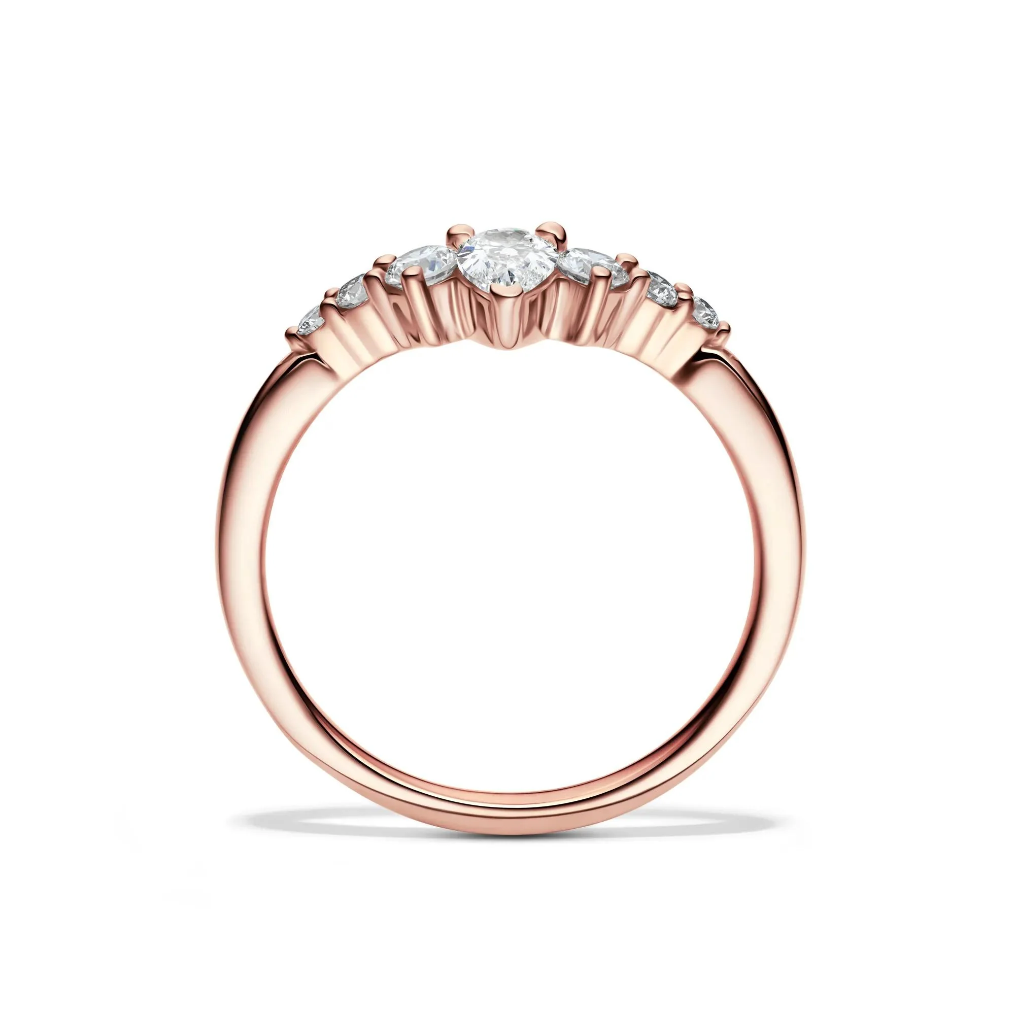 1/2 CT. Tw. Lab Grown Diamond Chevron Contour Band Ring 14K Rose Gold Round Brilliant Cut Size 8 - Image 2