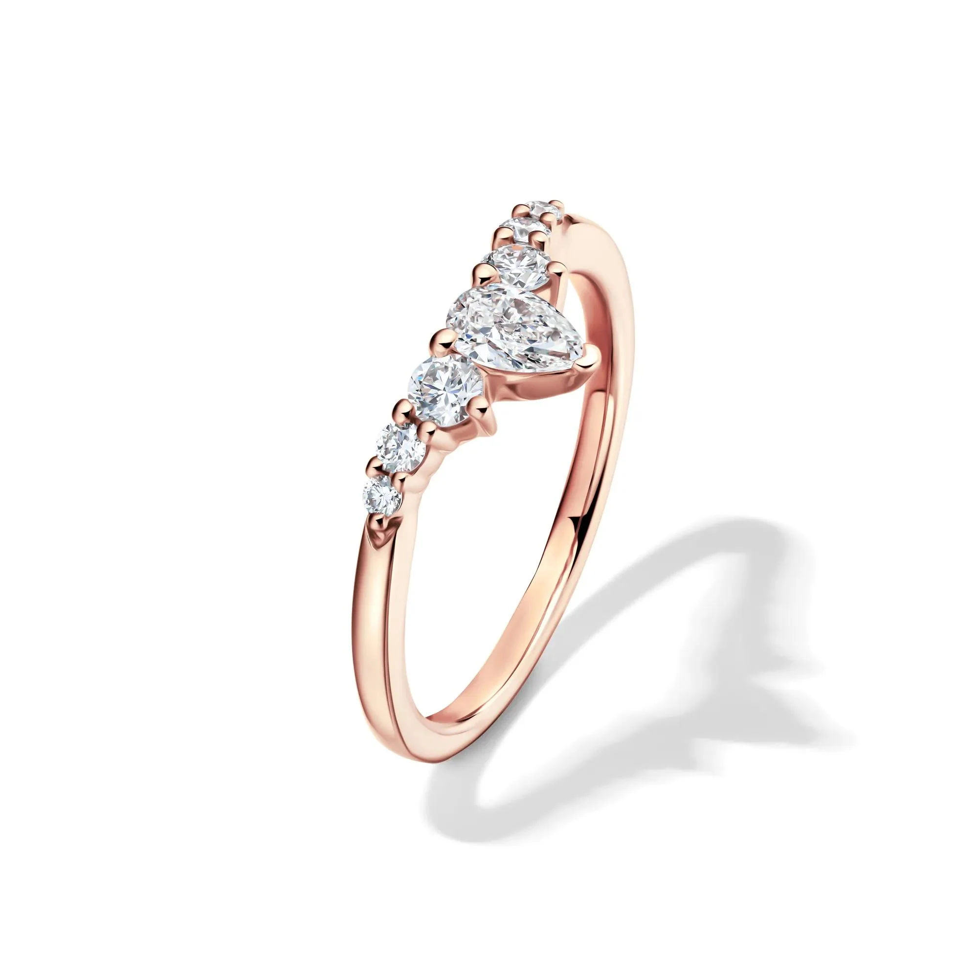 1/2 CT. Tw. Lab Grown Diamond Chevron Contour Band Ring 14K Rose Gold Round Brilliant Cut Size 8 - Image 4