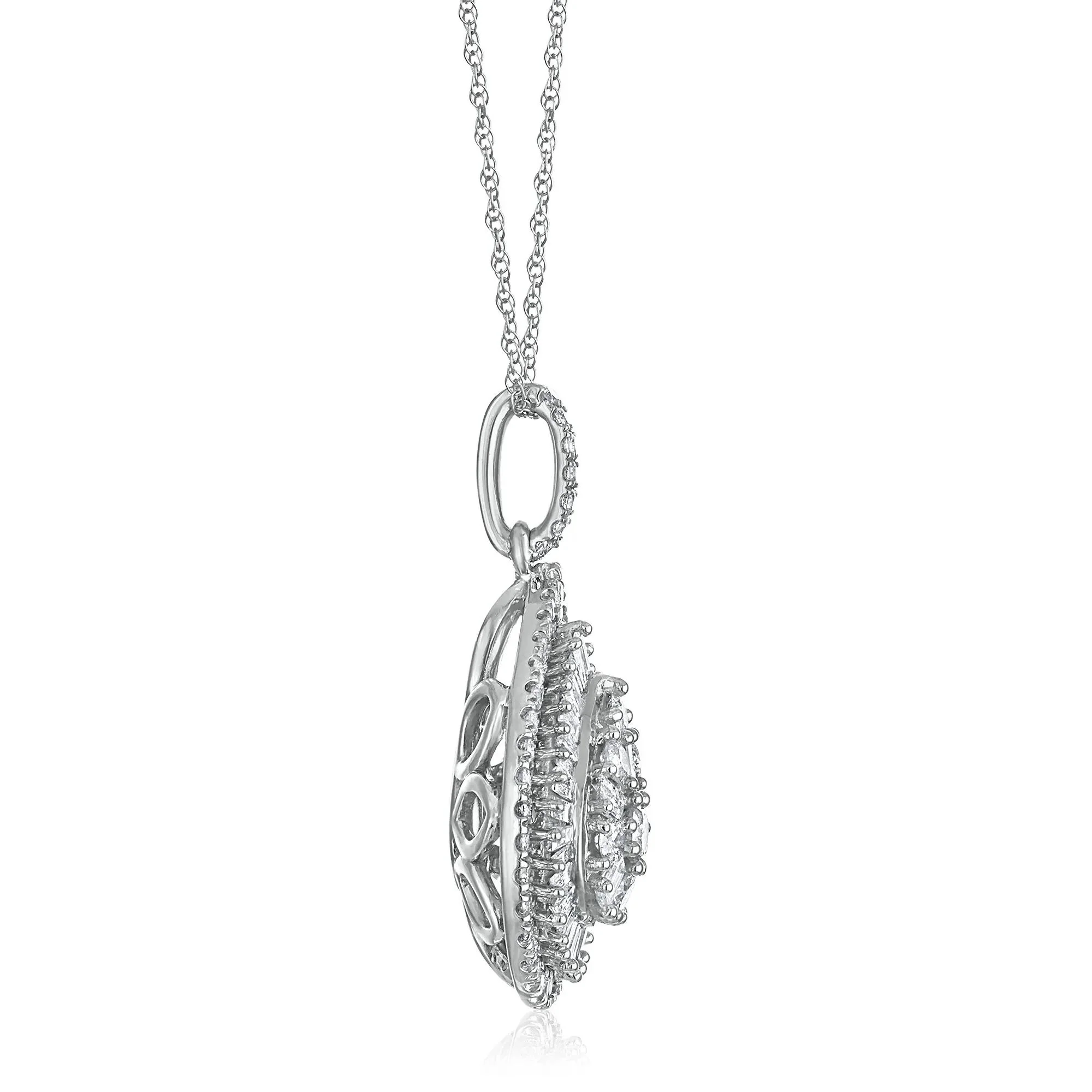 1 CT. Tw. Diamond Pendant Necklace 10K White Gold Size 18" - Image 2