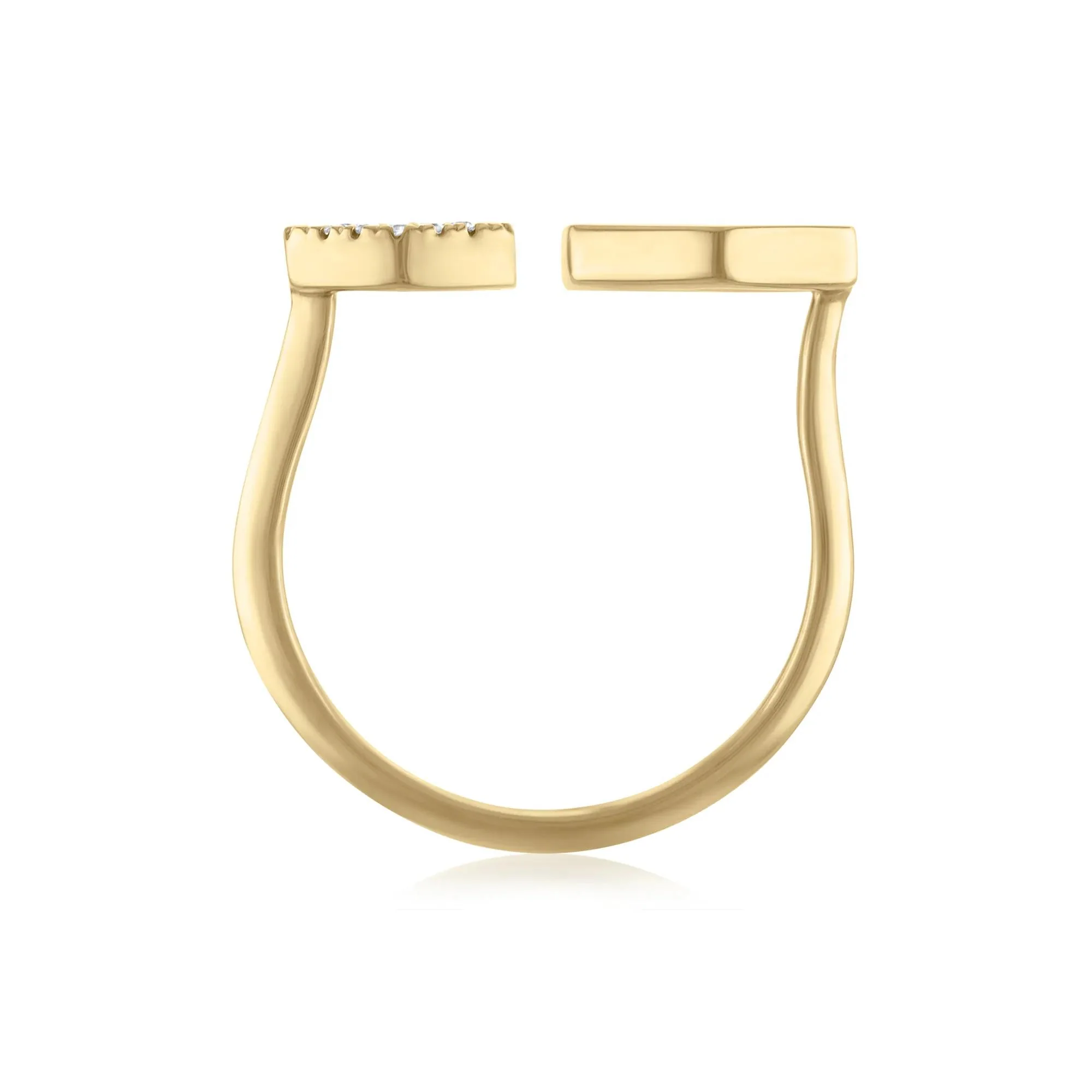 1/10 CT. Tw. Diamond Open Hexagonal Ring 10K Yellow Gold Round Brilliant Cut Size 9.5 1mm - Image 2