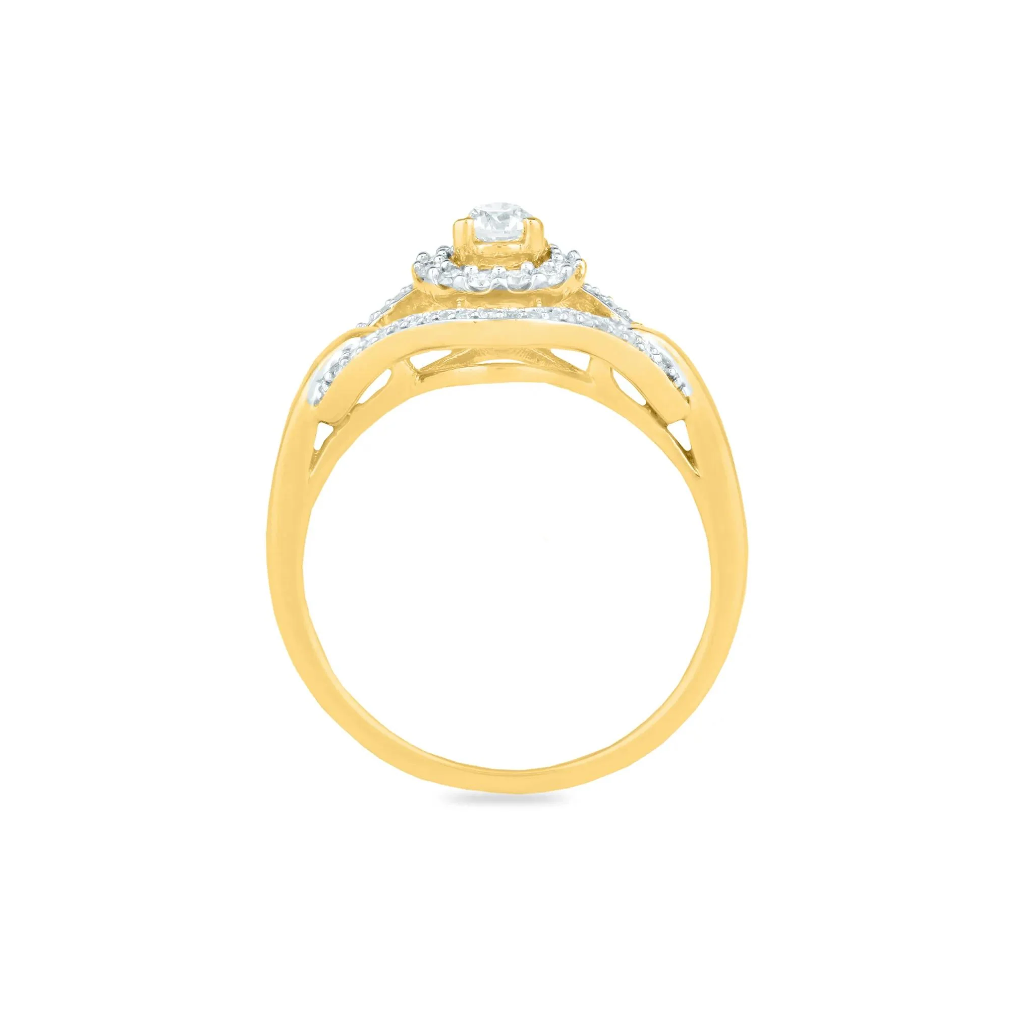 1/2 CT. Tw. Round Diamond Engagement Ring 10K Yellow Gold Round Brilliant Cut Size 6.5 1mm - Image 2