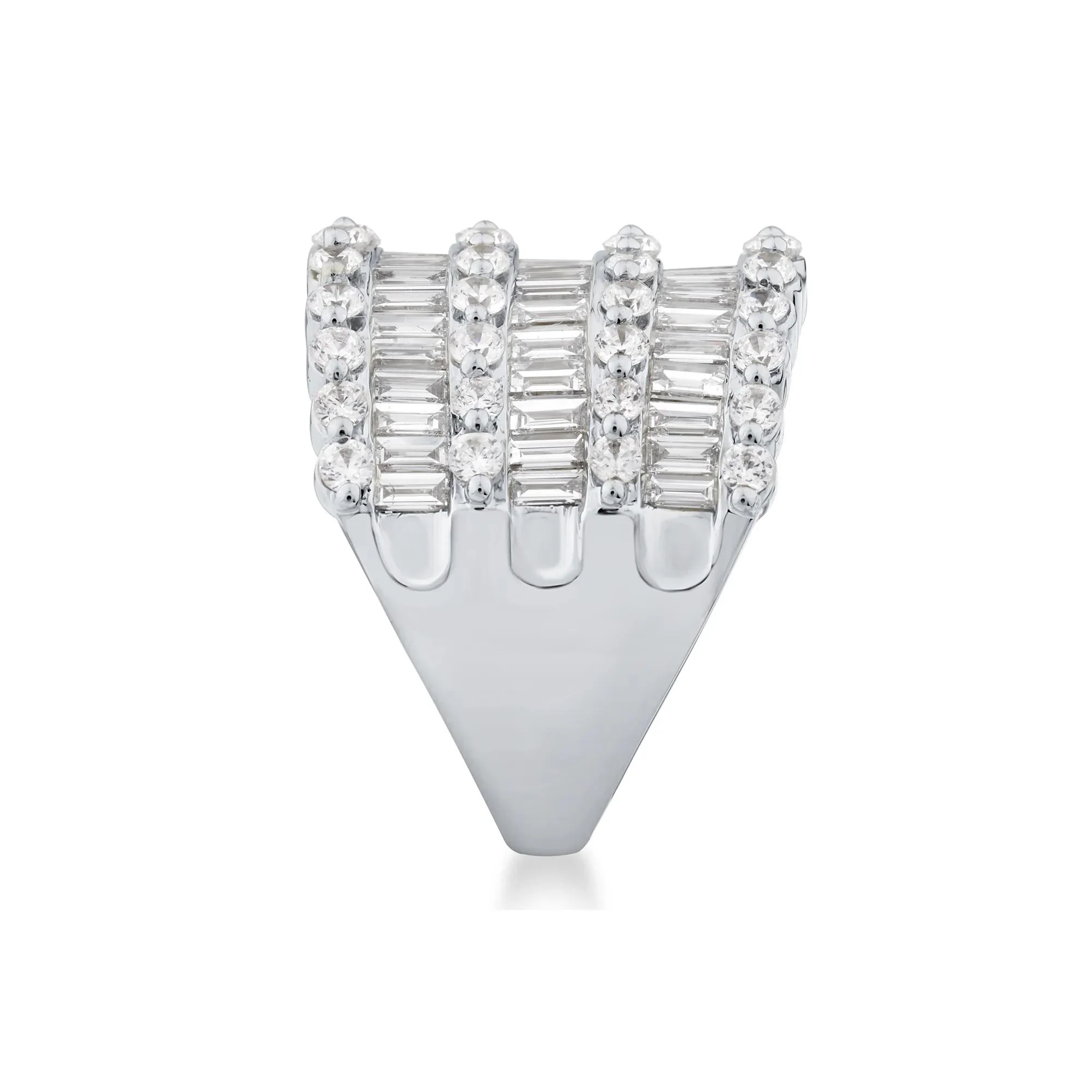 3 CT. Tw. Lab Grown Diamond Multi-Row Anniversary Band Ring 10K White Gold Round Brilliant Cut Size 6.5 - Image 3