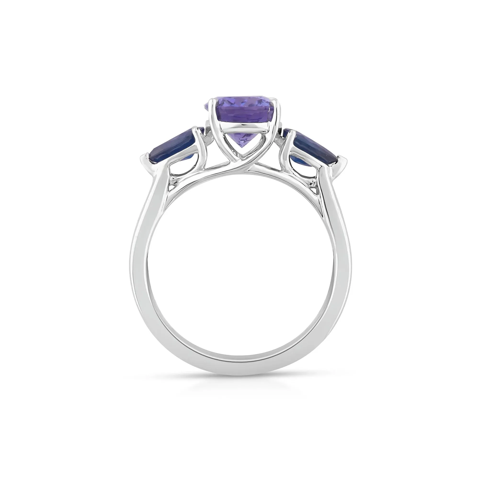 Blue Tanzanite and Blue Sapphire Ring 10K White Gold Size 6.5 1mm - Image 2