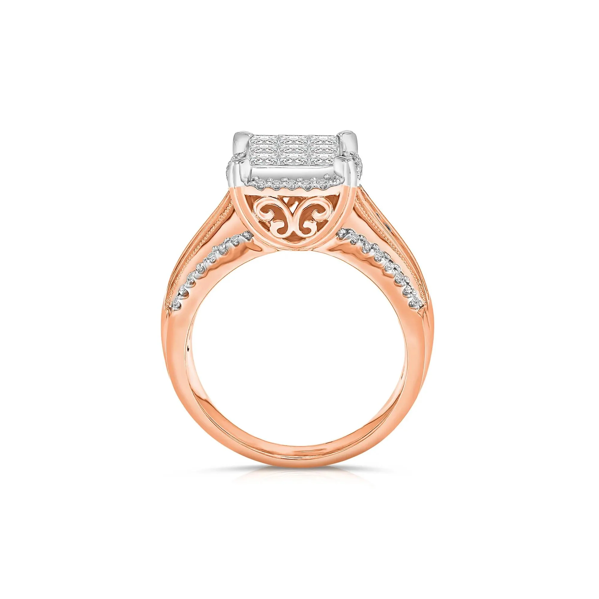1 CT. Tw. Composite Diamond Engagement Ring 10K Rose Gold Size 7 - Image 2