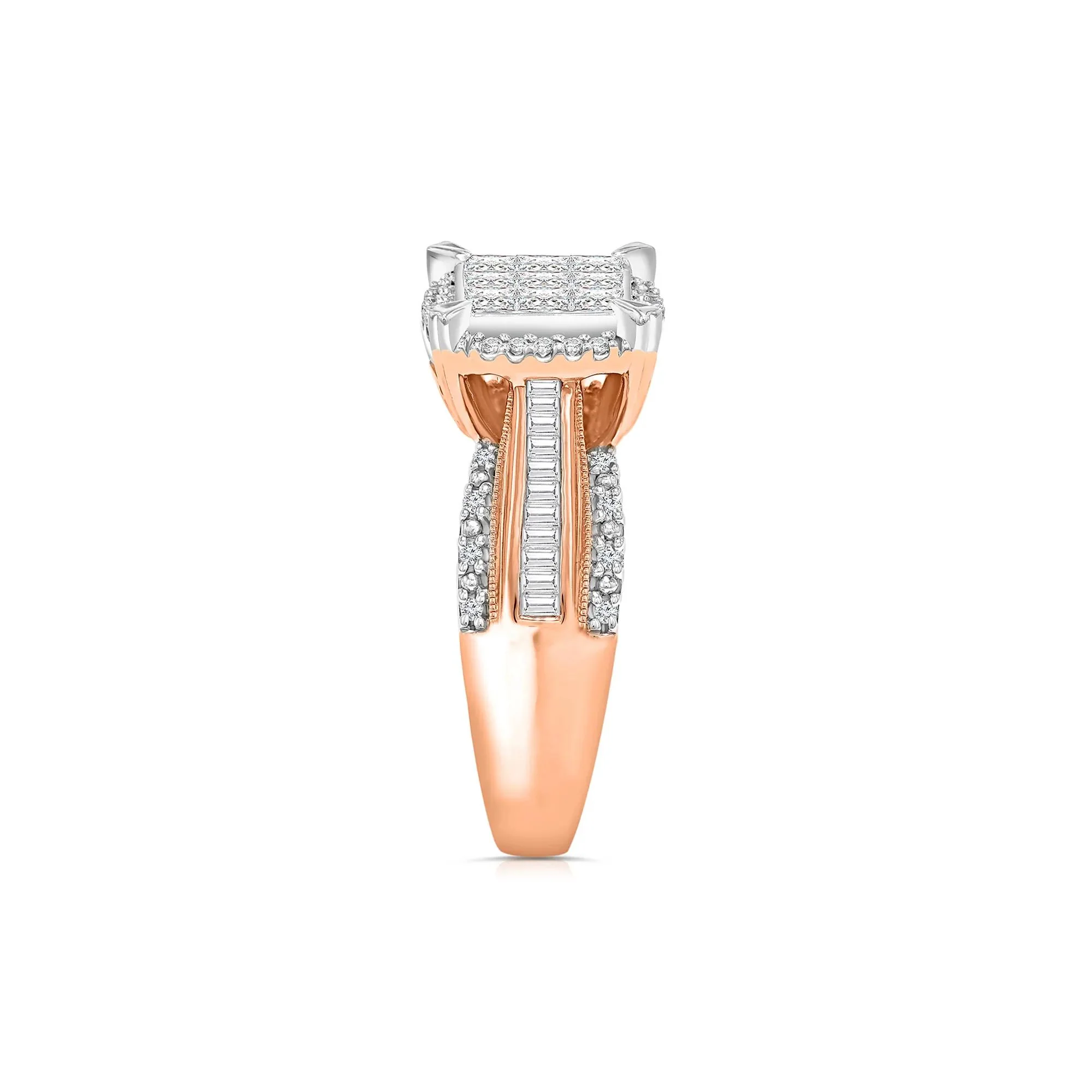 1 CT. Tw. Composite Diamond Engagement Ring 10K Rose Gold Size 7 - Image 3