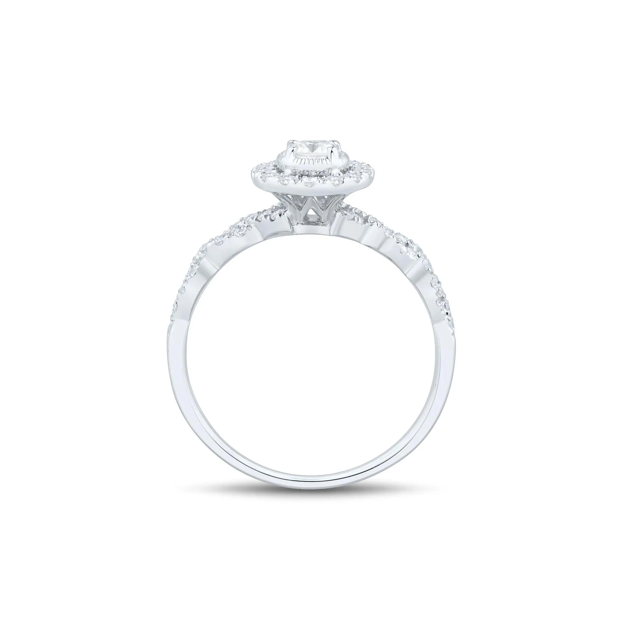 1/2 CT. Tw. Round Diamond Engagement Ring 10K White Gold Round Brilliant Cut Size 7 1mm - Image 2