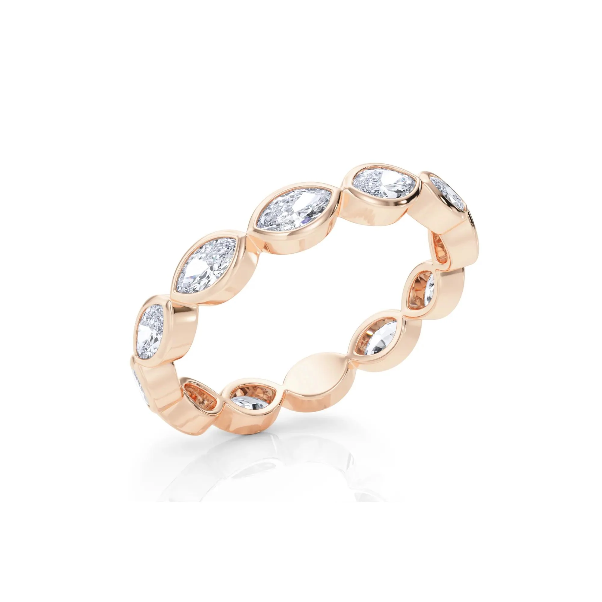 Lab Grown Diamond Bezel-Set Marquise True Eternity Band Ring 14K Rose Gold Size 4.5 3.5mm - Image 5