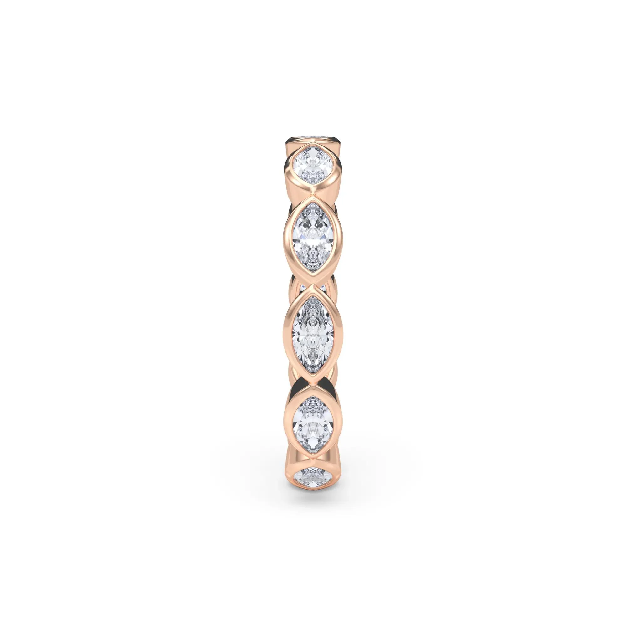 Lab Grown Diamond Bezel-Set Marquise True Eternity Band Ring 14K Rose Gold Size 8 3.5mm - Image 3