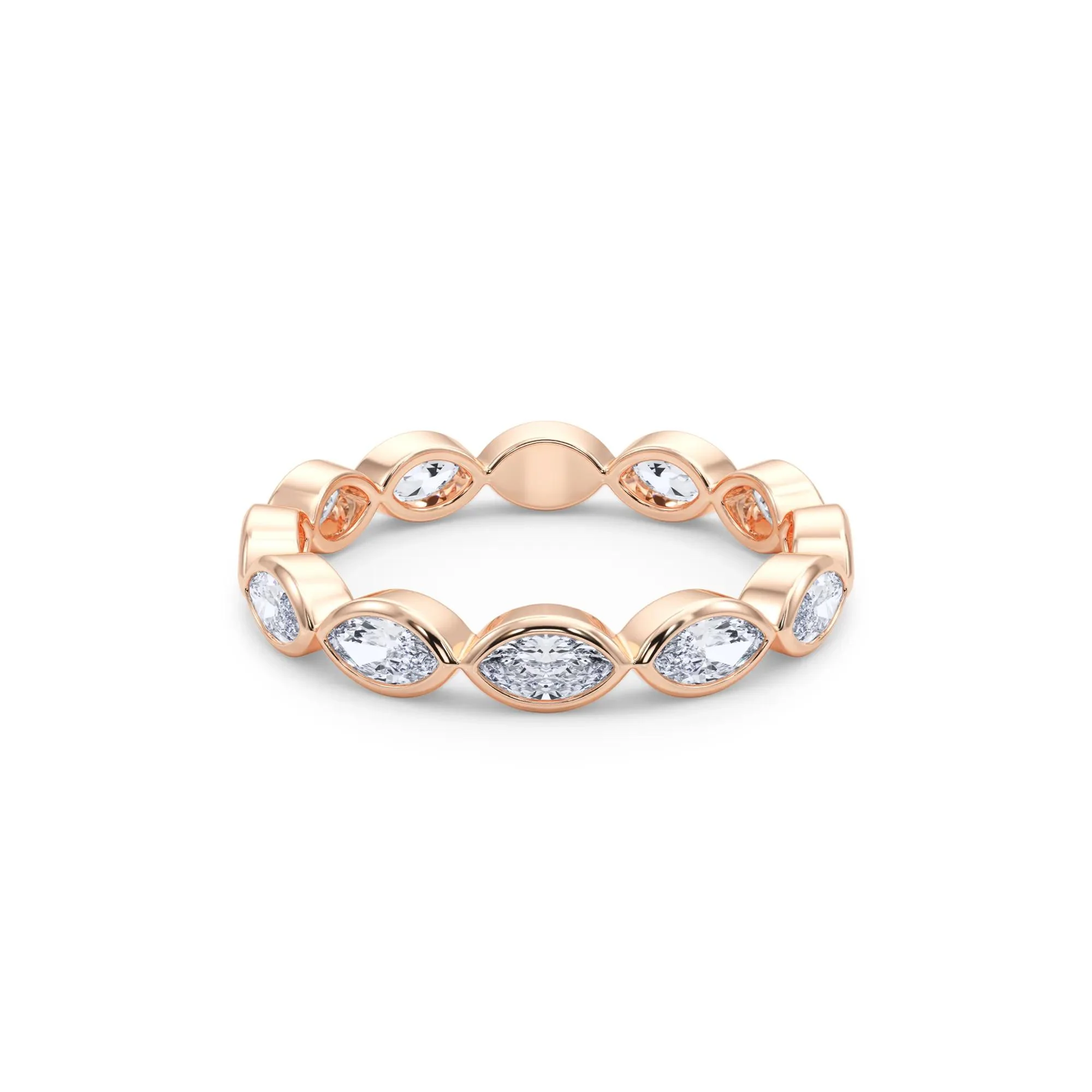 Lab Grown Diamond Bezel-Set Marquise True Eternity Band Ring 14K Rose Gold Size 9 3.5mm - Image 4
