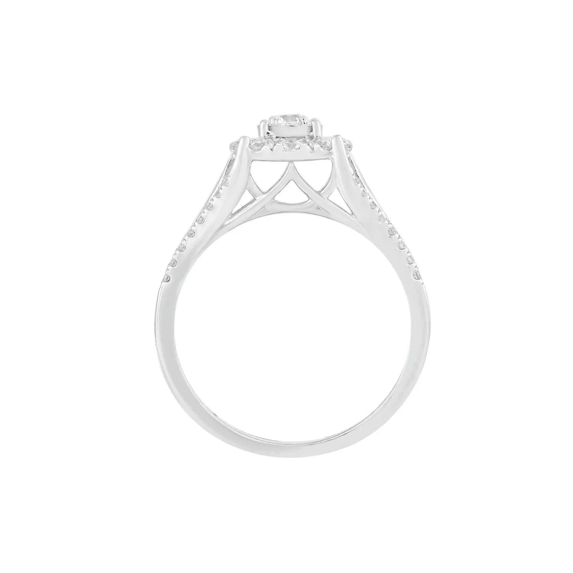 1 CT. Tw. Diamond Engagement Ring 10K White Gold Round Brilliant Cut Size 7 - Image 2