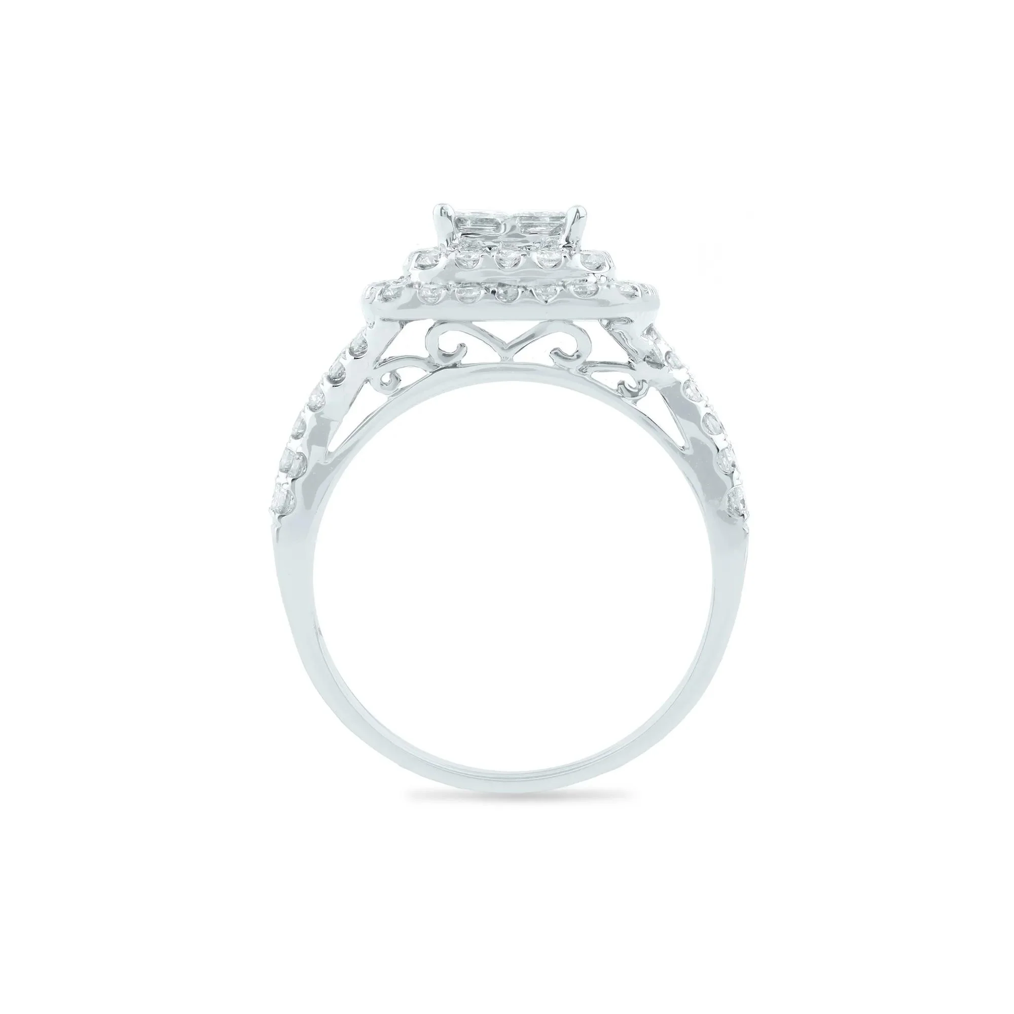 1/2 CT. Tw. Composite Diamond Engagement Ring 14K White Gold Round Brilliant Cut Size 9 4mm - Image 2